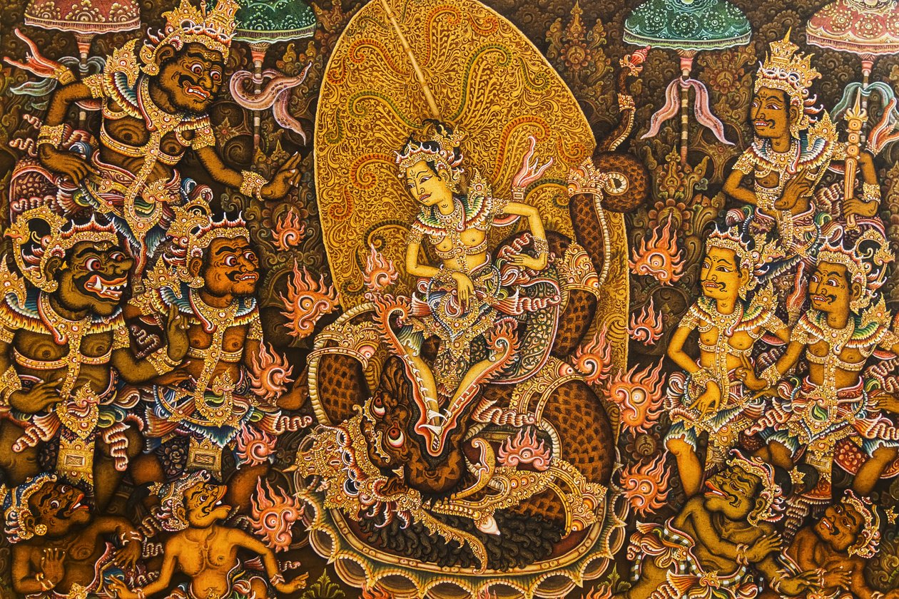 Semara i Ratih, obraz Ketuta Mandry na wystawie w Puri Painting Museum, Ubud, Bali, Indonezja autorstwa Unbekannt Unbekannt