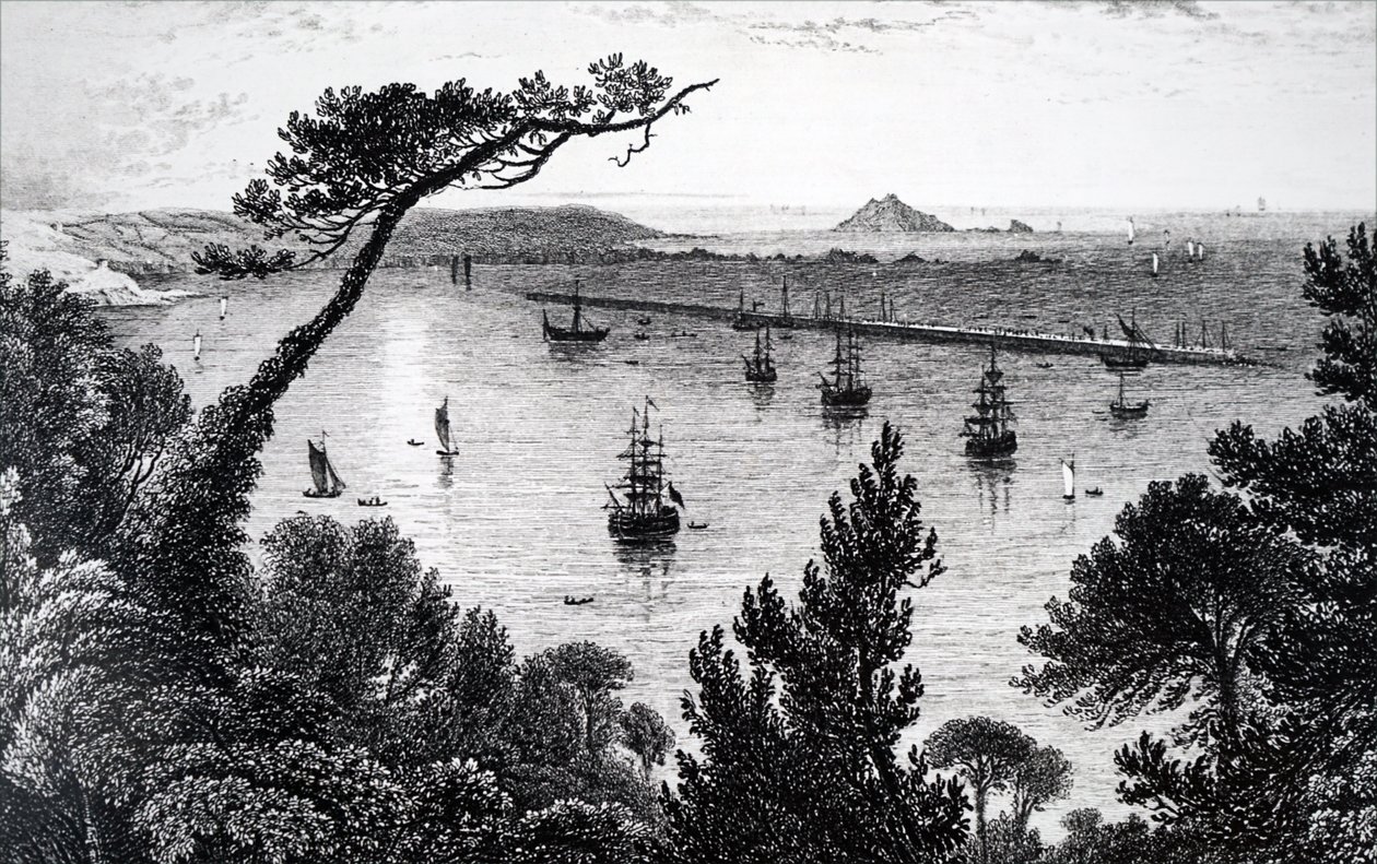 Widok na port w Plymouth. autorstwa Unbekannt