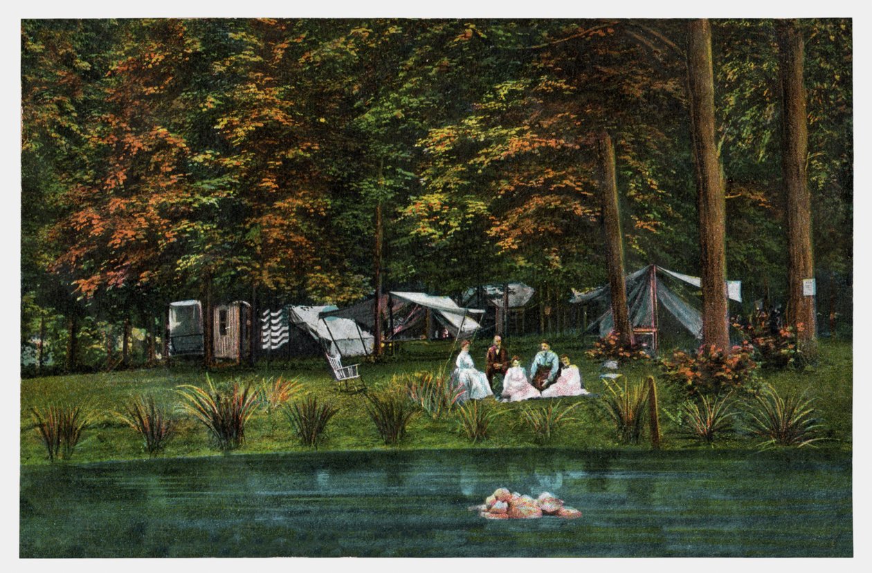 Kemping w USA, ok. 1910 r. (druk) autorstwa Unbekannter Künstler