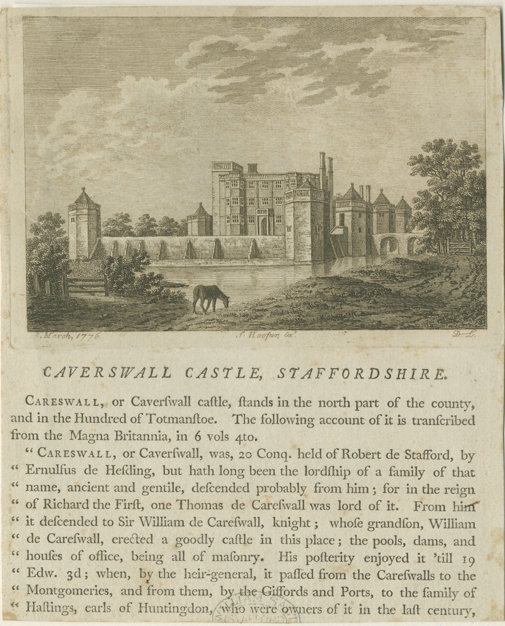 Zamek Caverswall: miedzioryt, 8 marca 1776 r. autorstwa Unbekannt