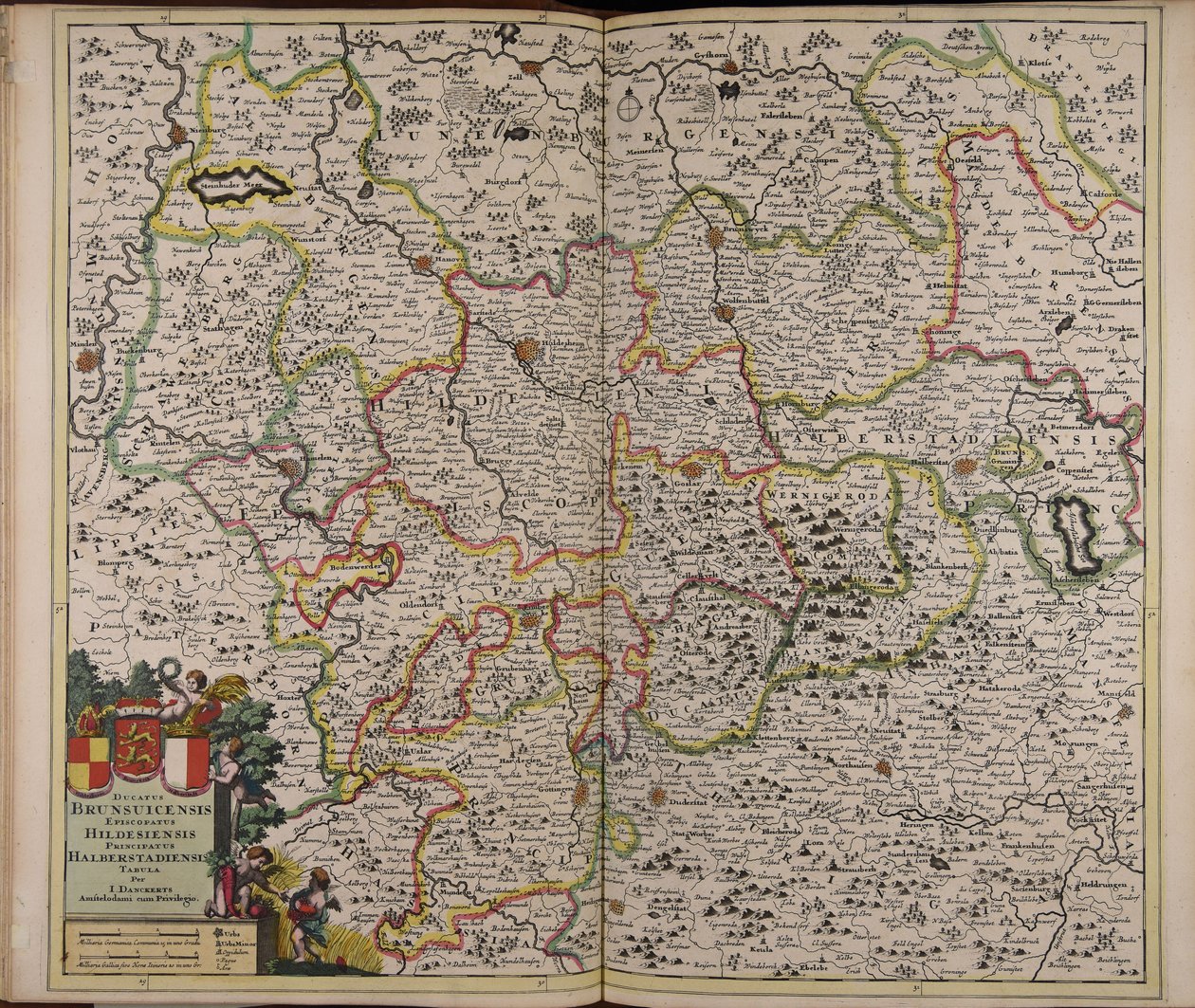 Ducatus Brunsuicensis episcopatus Hildesiensis principatus Halberstadiensis tabula autorstwa Unbekannter Künstler