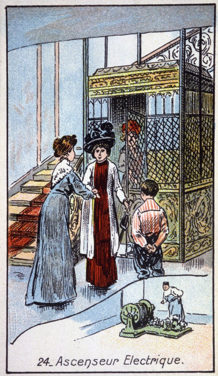 Winda elektryczna, ok. 1910 r. (ilustracja) autorstwa Unbekannter Künstler