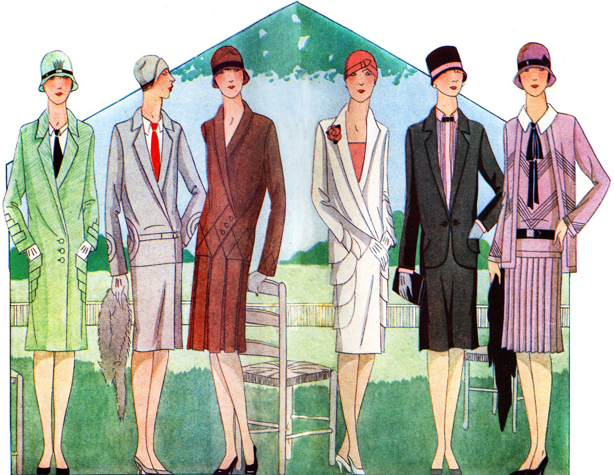 Moda: płaszcze i garnitury na wiosnę 1928 r. autorstwa Unbekannter Künstler