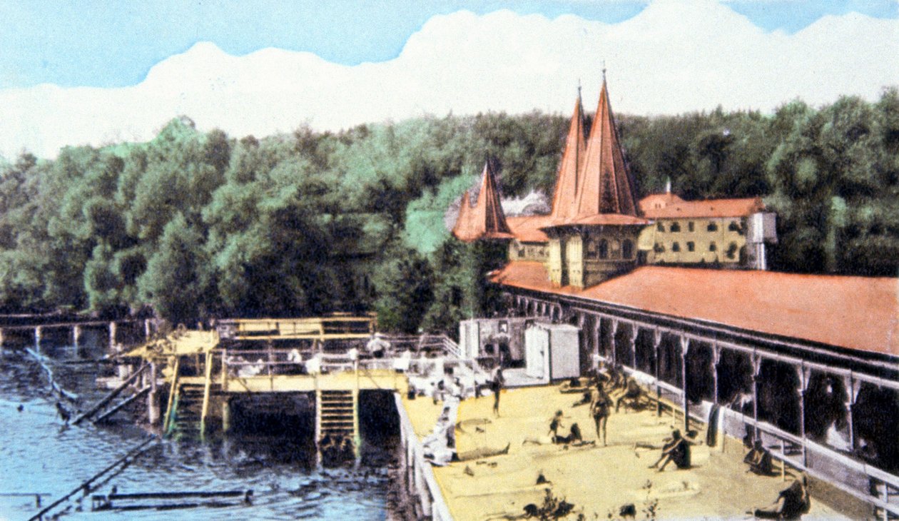 Jezioro termalne Heviz, Węgry, ok. 1920 r. (pocztówka) autorstwa Unbekannter Künstler