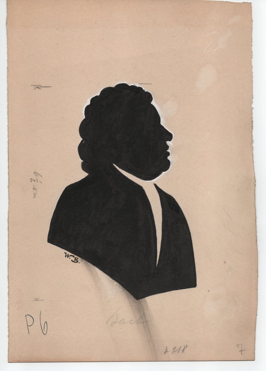 Johann Sebastian Bach (1685-1750) (ok. 1850, sylwetka) autorstwa Unbekannter Künstler