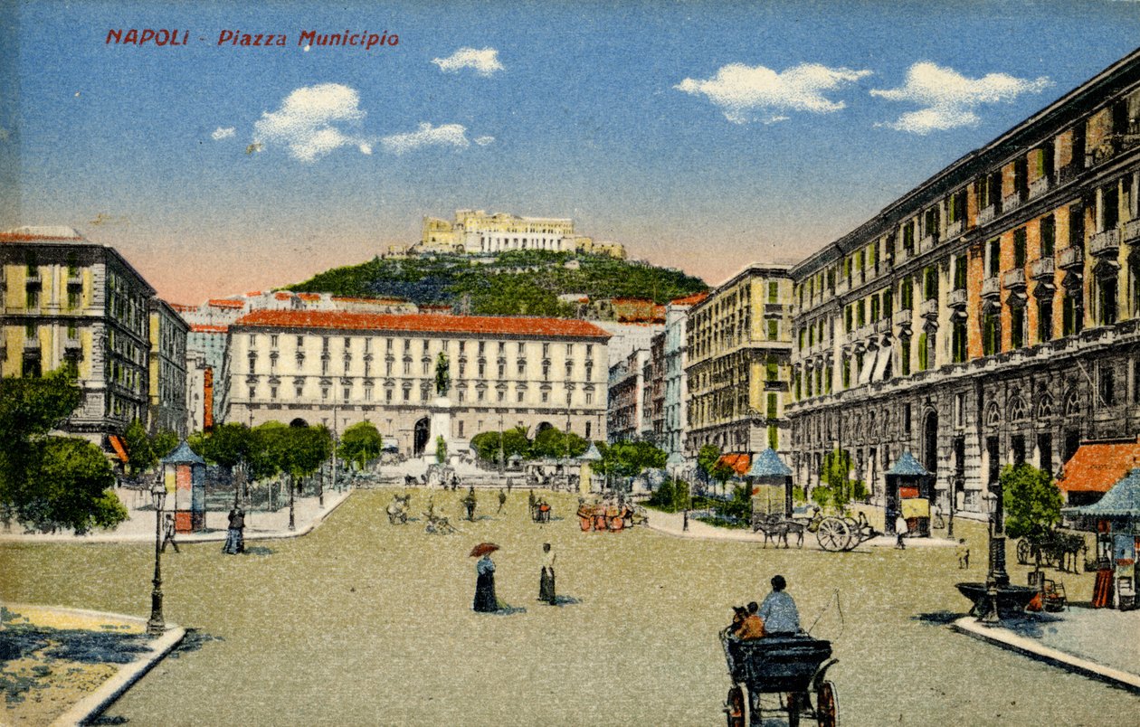 Neapol Piazza Municipio, początek XX wieku (pocztówka) autorstwa Unbekannter Künstler