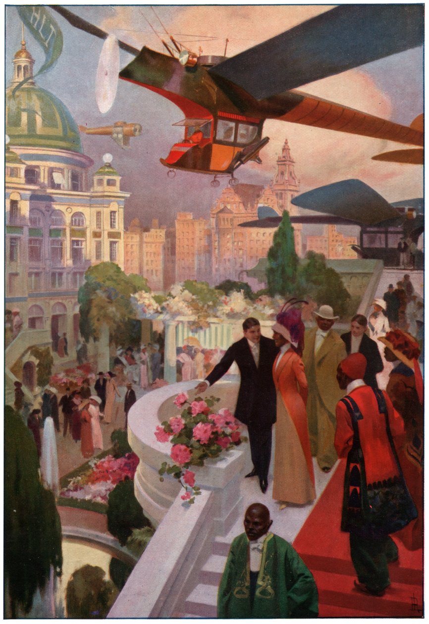Samoloty w przyszłości. (Ilustracja, ok. 1910) autorstwa Unbekannter Künstler