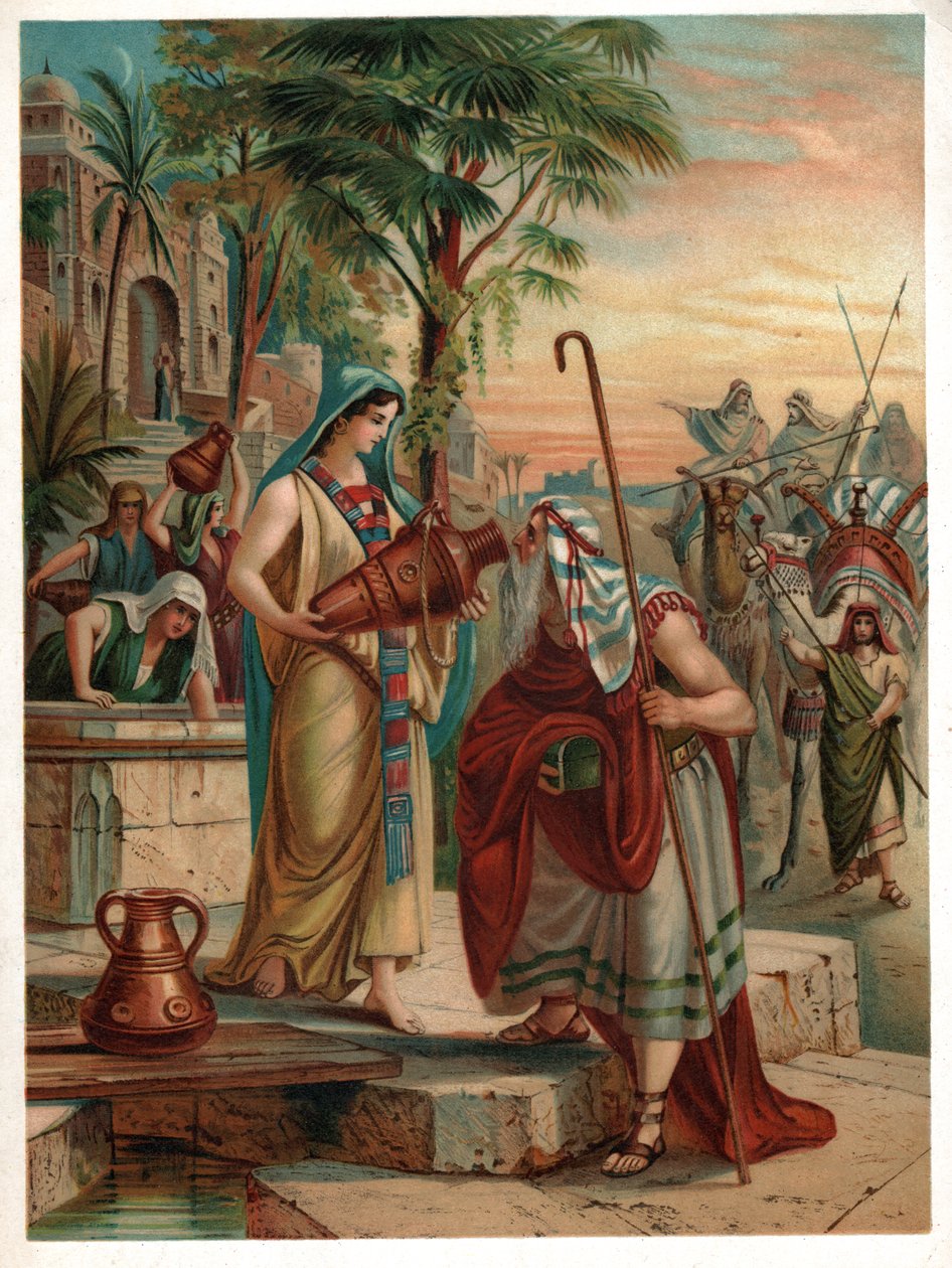 Rebeca no poço. (litho, cerca de 1900)polonês autorstwa Unbekannter Künstler