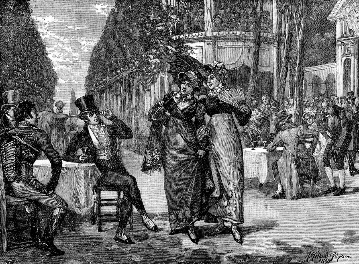 Moda z epoki regencji: "The Beaus and the Belles". autorstwa Unbekannter Künstler