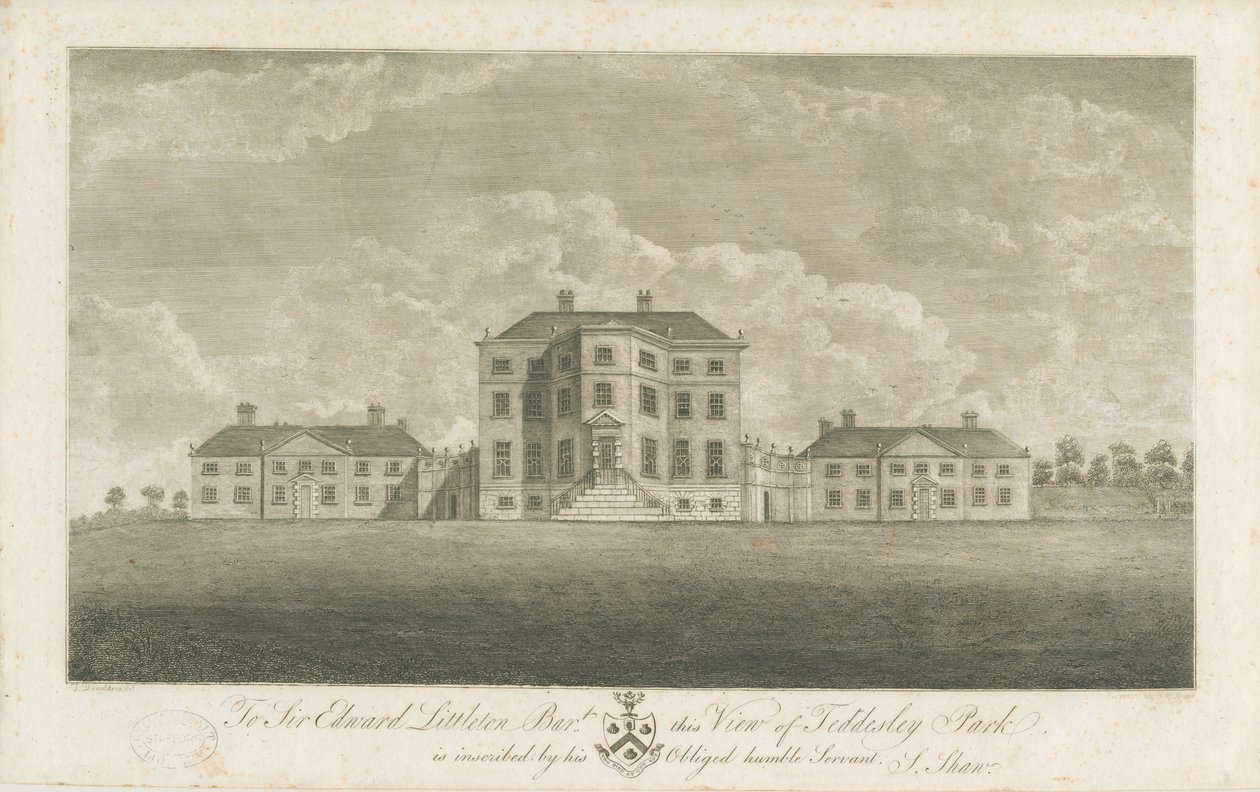 Teddesley Hall: grawerowanie i [koniec XVIII wieku] autorstwa Unbekannt