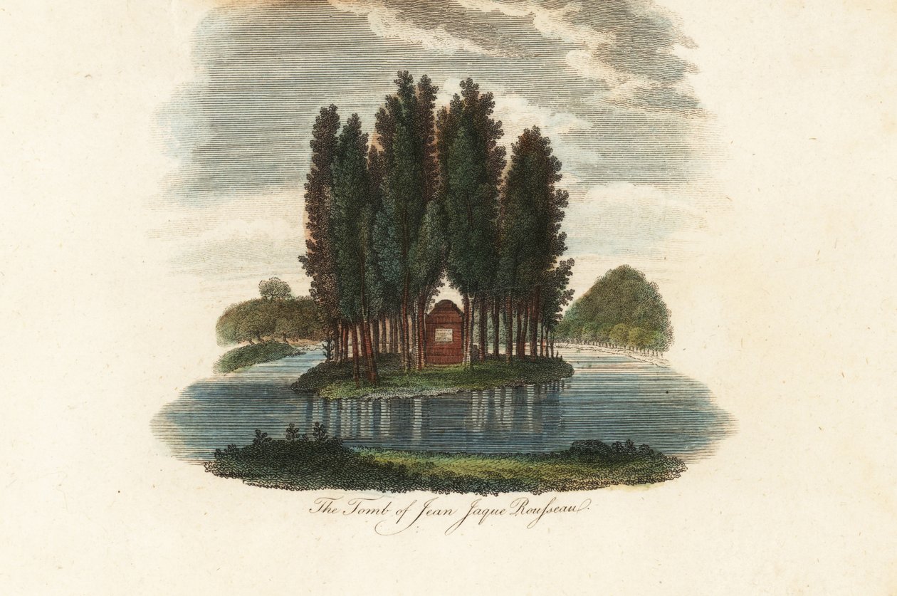 Grób Jean-Jacques Rousseau, francuskiego pisarza.1803 (rycina) autorstwa Unbekannter Künstler