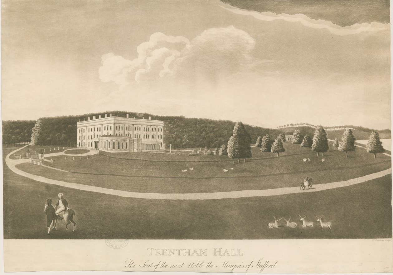 Trentham Hall: grawerowanie akwatinty autorstwa Unbekannt