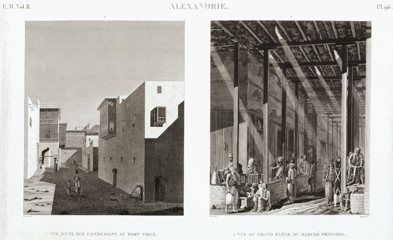 Dwa widoki Aleksandrii, Egipt, ok. 1798 autorstwa Unbekannt