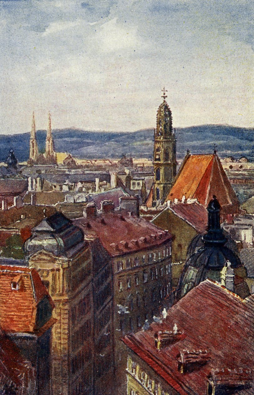 Wiedeń, Austria: Widok wież na dachu. autorstwa Unbekannter Künstler