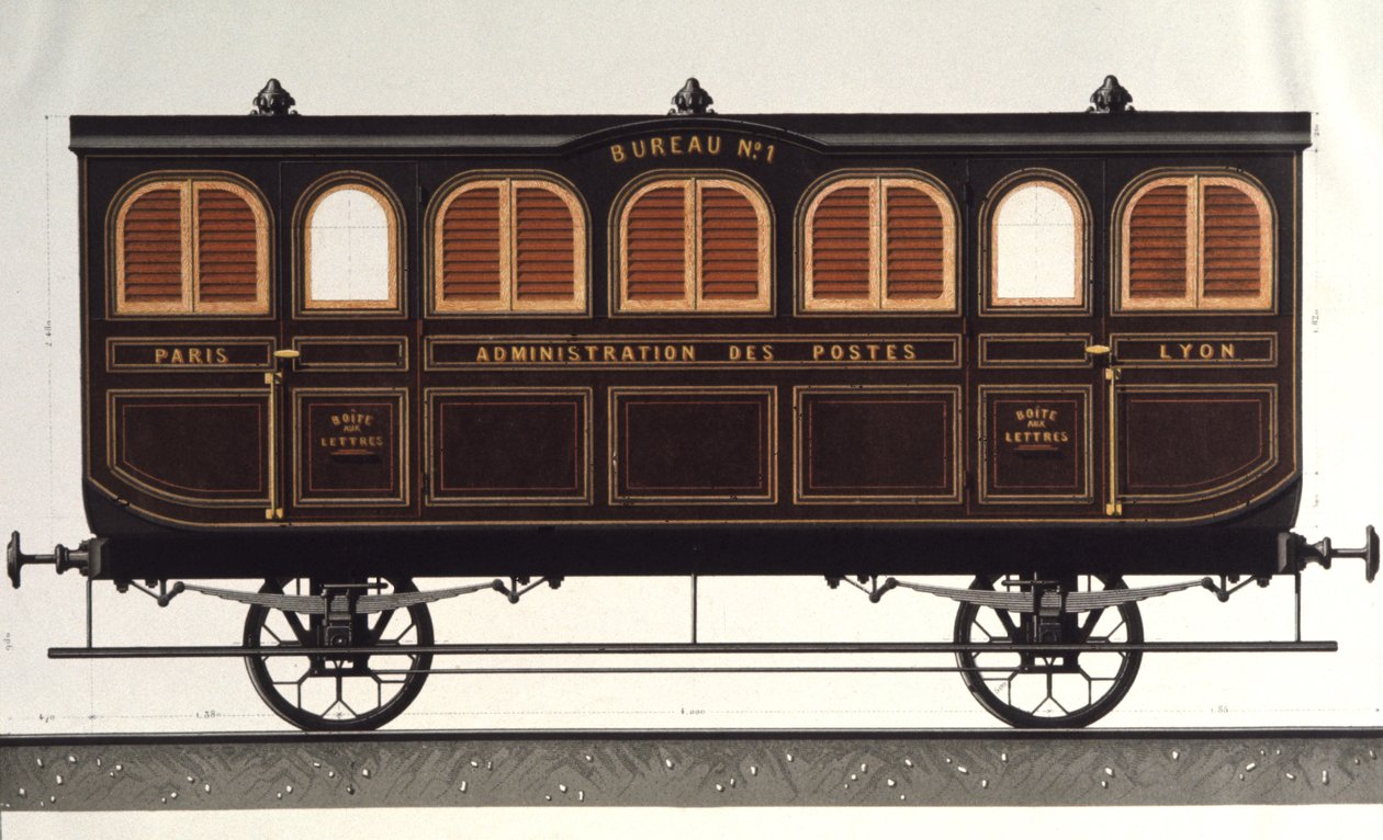 Poczta wagonowa, ok. 1850 r. (rycina) autorstwa Unbekannter Künstler