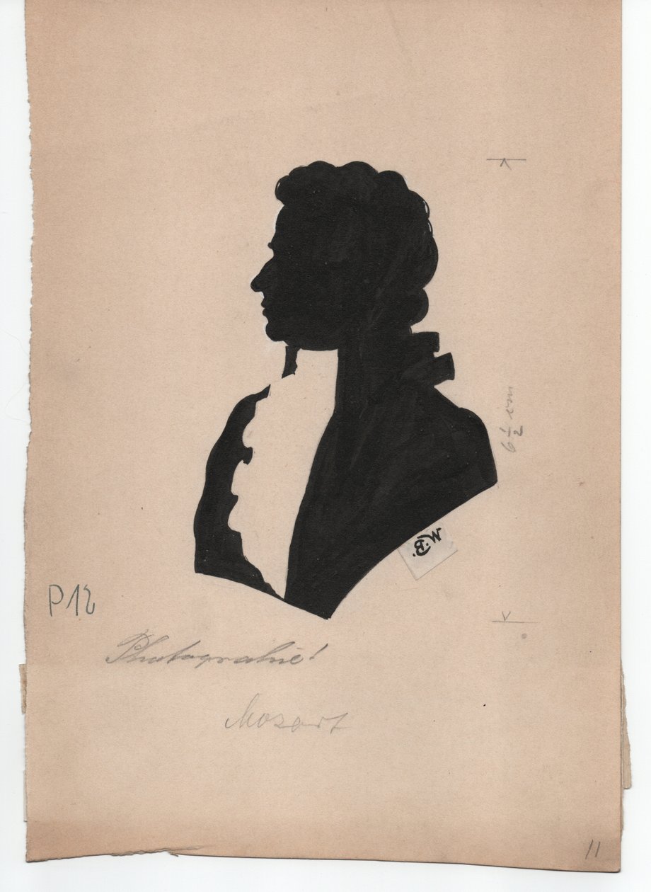 Wolfgang Amadeusz Mozart (1756-1791) (ok. 1850, sylwetka) autorstwa Unbekannter Künstler