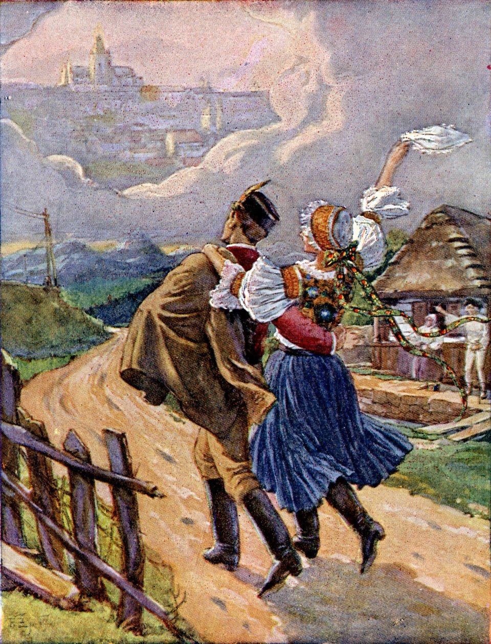 Młoda czeska para w strojach narodowych, ok. 1920 r. autorstwa Unbekannter Künstler