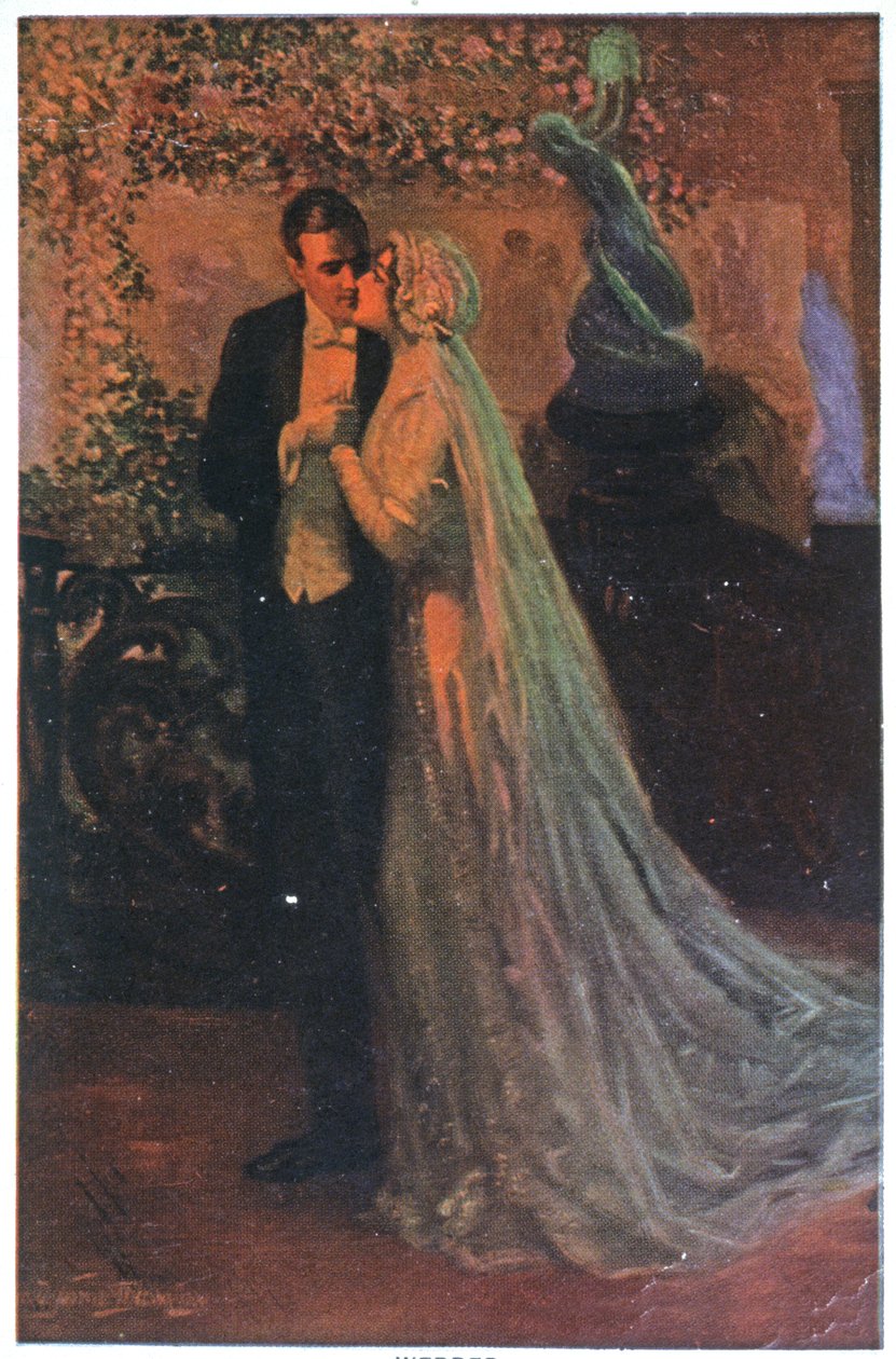 Młoda para po ceremonii, ok. 1920 r. (ilustracja) autorstwa Unbekannter Künstler