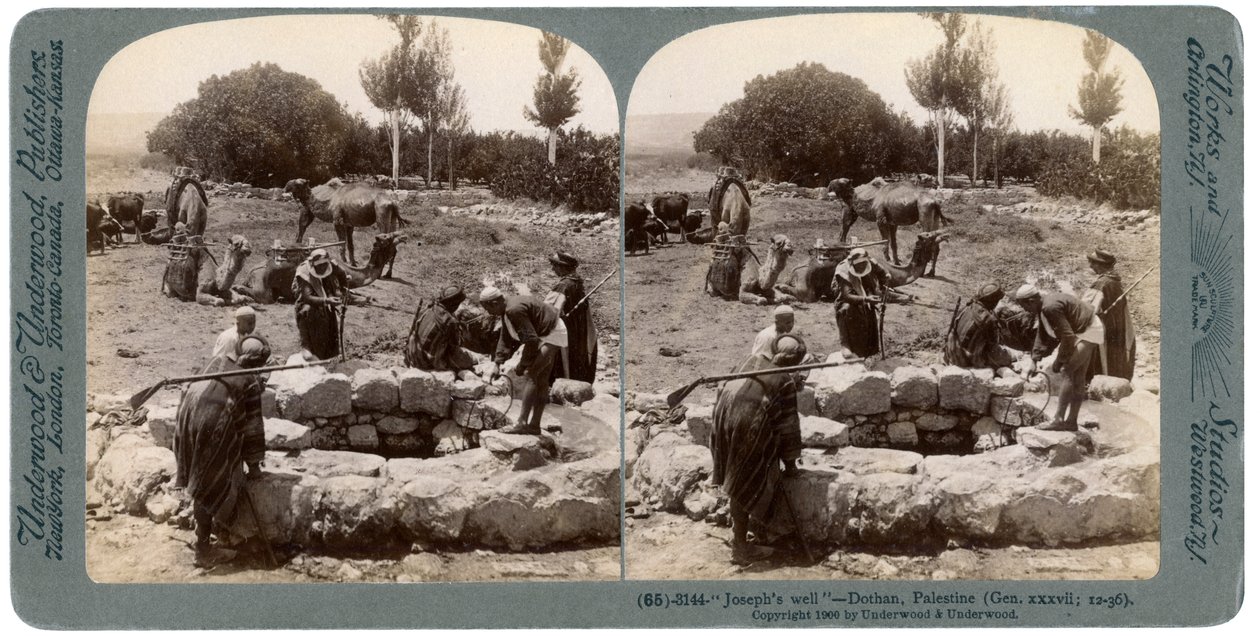 Josephs Well, Dothan, Palestyna, 1900. autorstwa Underwood and Underwood