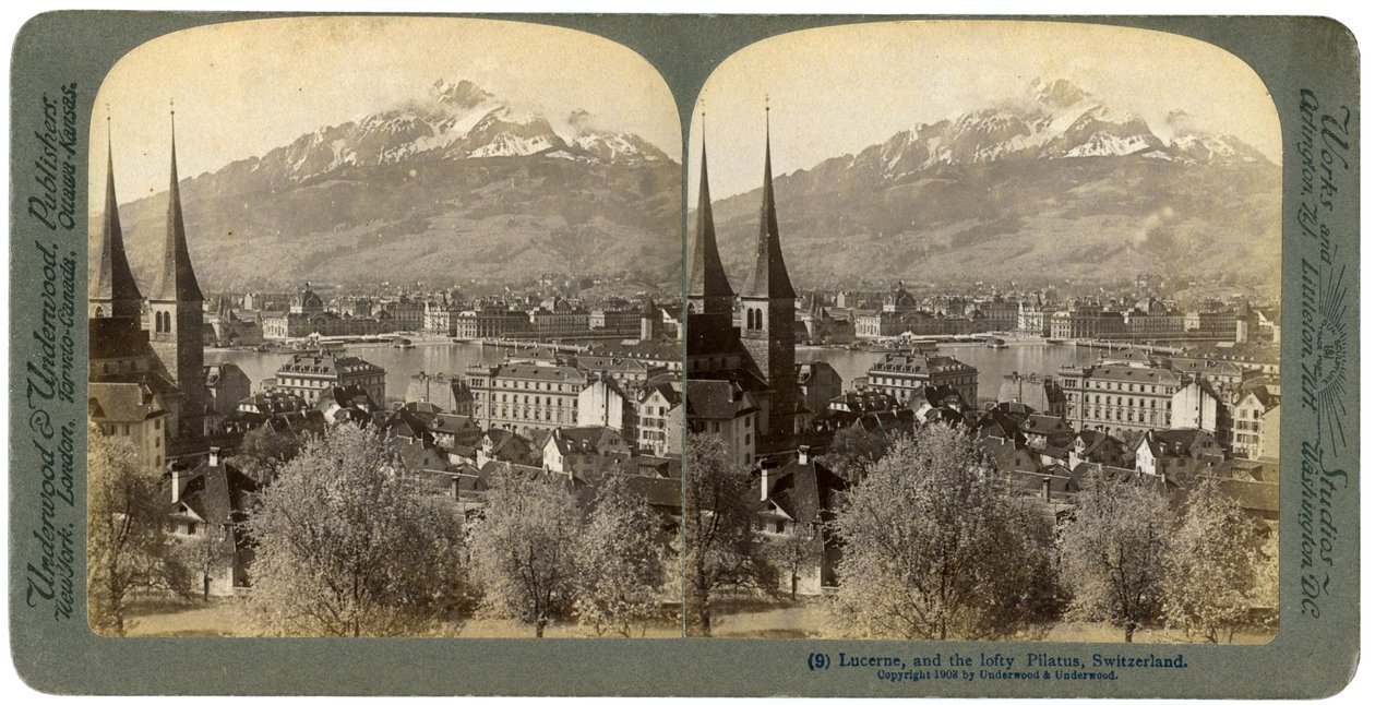 Lucerna i Góra Pilatus, Szwajcaria, 1903. autorstwa Underwood and Underwood