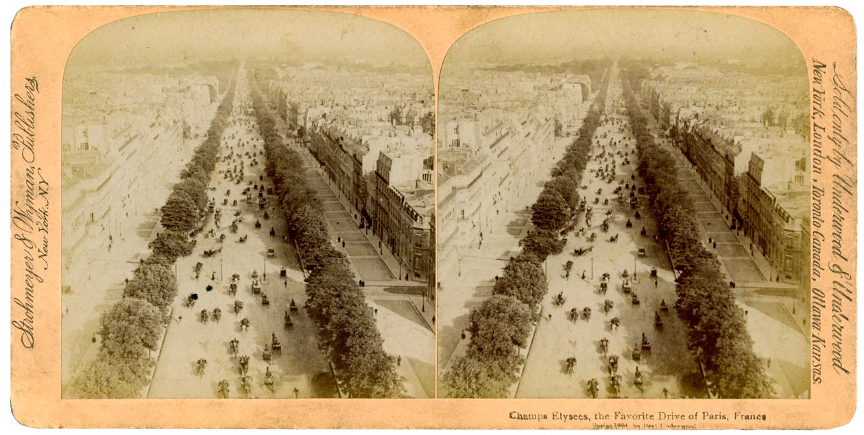 Pola Elizejskie, Paryż, Francja, 1894. autorstwa Underwood and Underwood