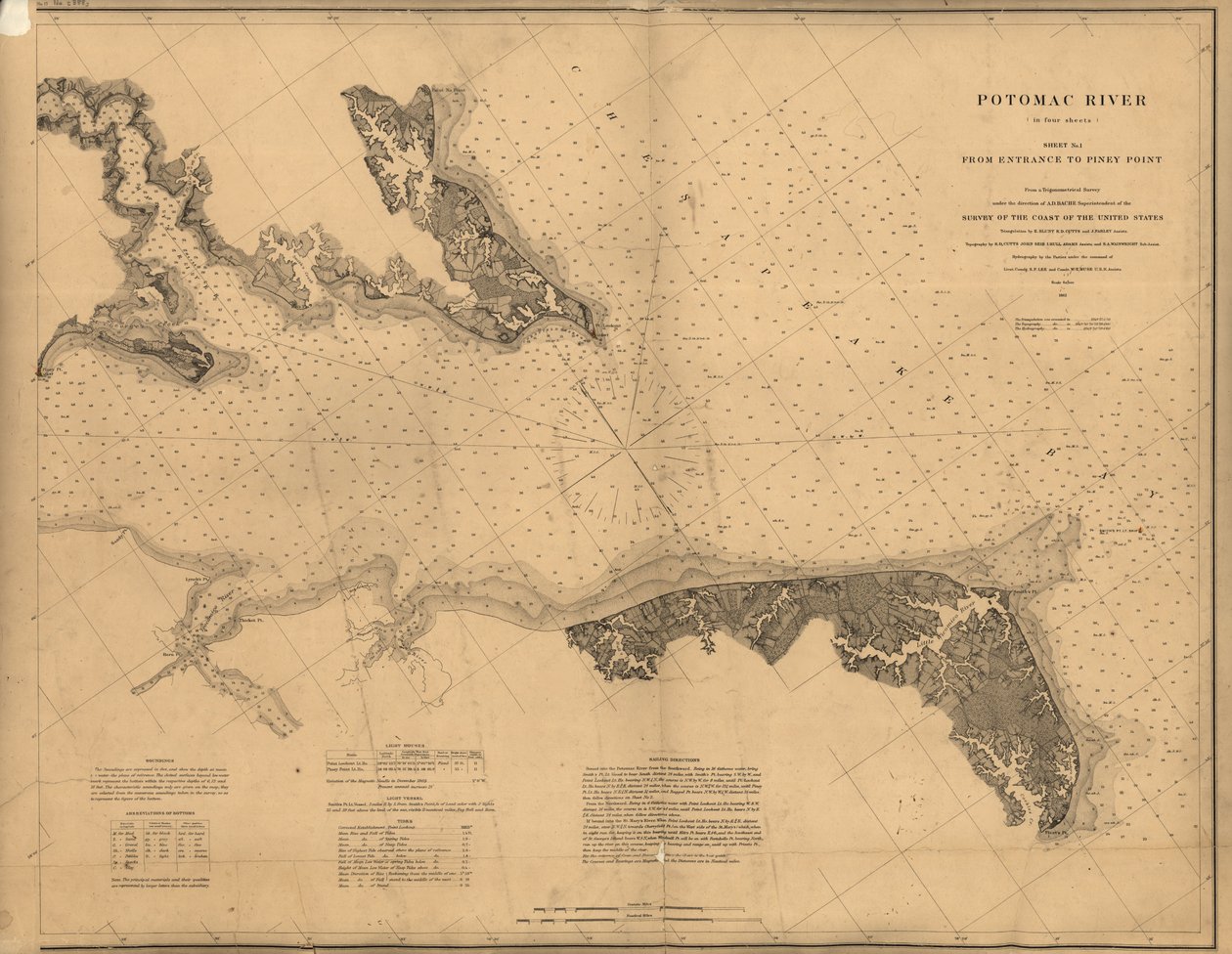 Rzeka Potomak (w czterech arkuszach) autorstwa United States Coast Survey