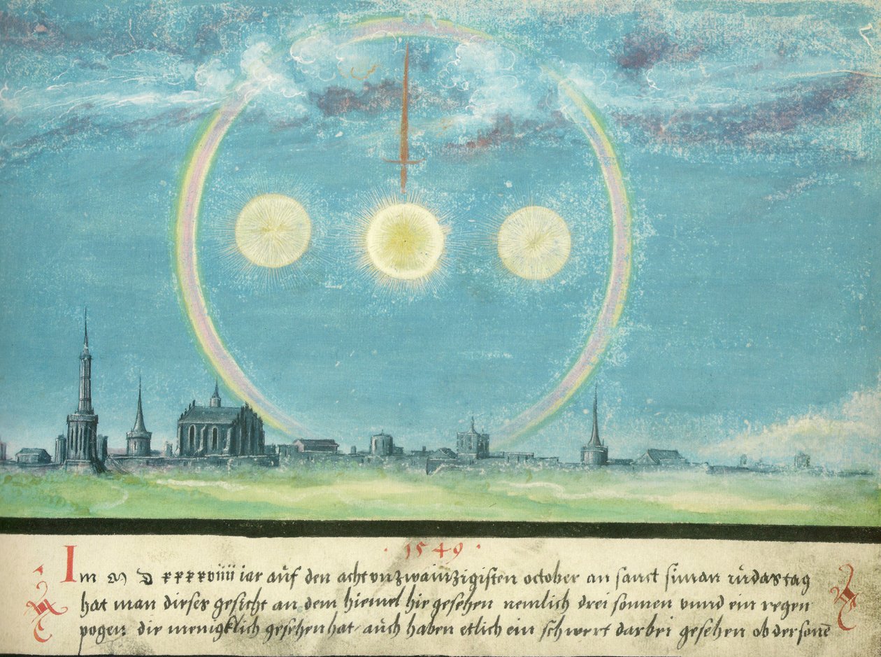 Augsburger Wunderzeichenbuch - Folio 164: Słońca i miecz 28 października 1549 autorstwa Unknown