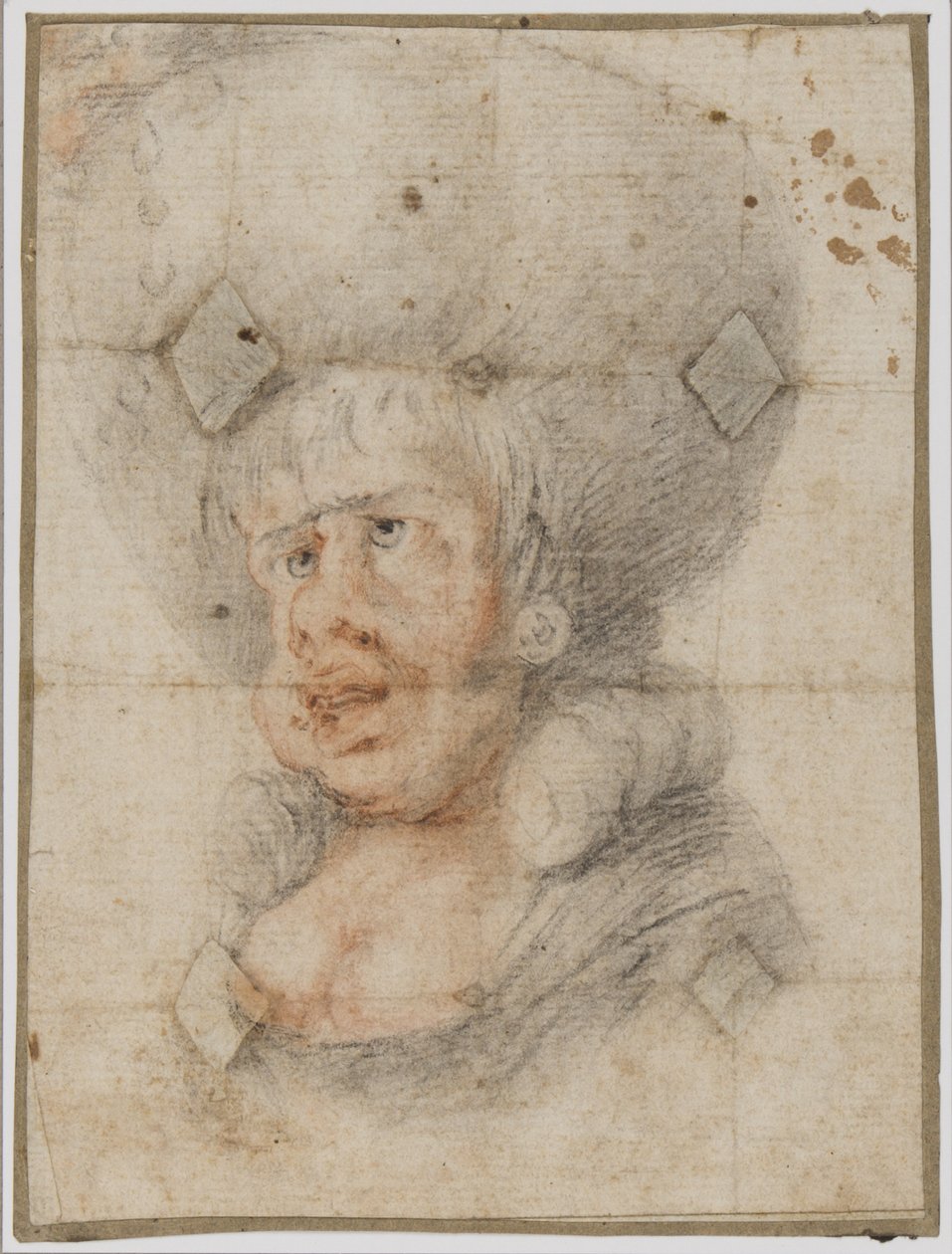 Karykatura kobiety, ok. 1780 (czerwono-czarna kreda na papierze) autorstwa Unbekannt Unbekannt
