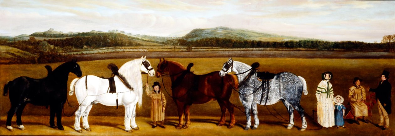 English Farm Family ze swoimi końmi pociągowymi autorstwa Unbekannt Unbekannt