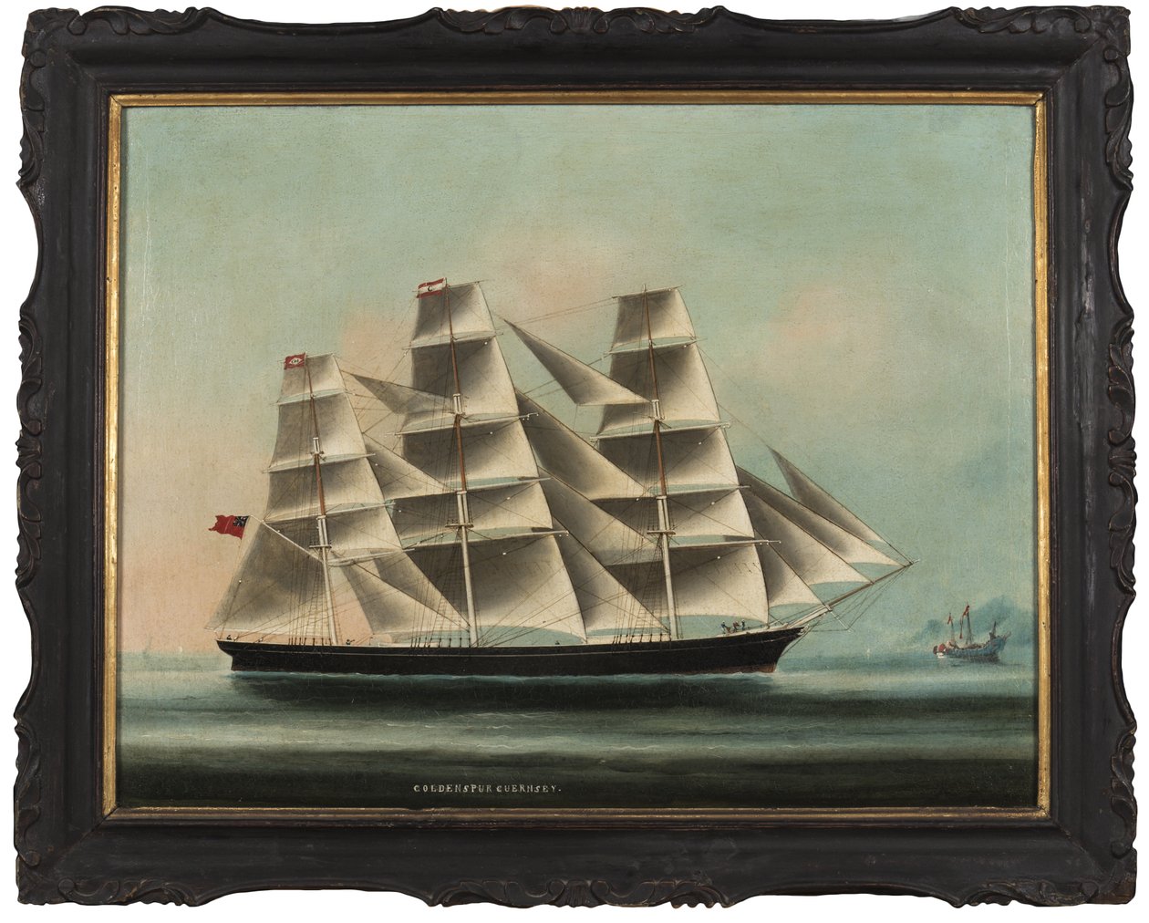 Golden Spur Guernsey: maszynka do strzyżenia China Trade pływająca pod chińską flagą dla ochrony, ok. 1872 r autorstwa Unbekannt Unbekannt