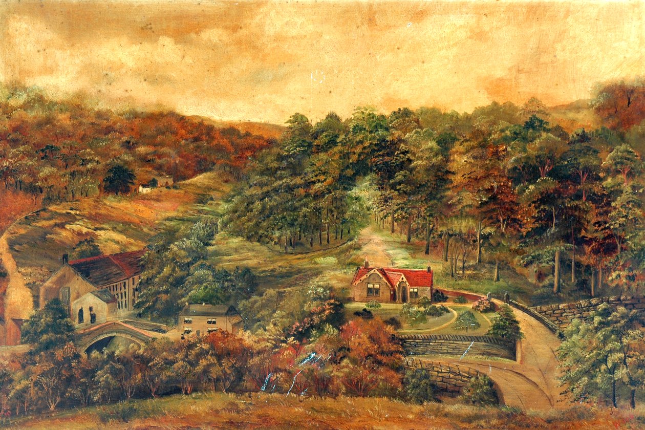 Dom i młyn w wiejskim lesie, ok. 1880 r. autorstwa Unknown