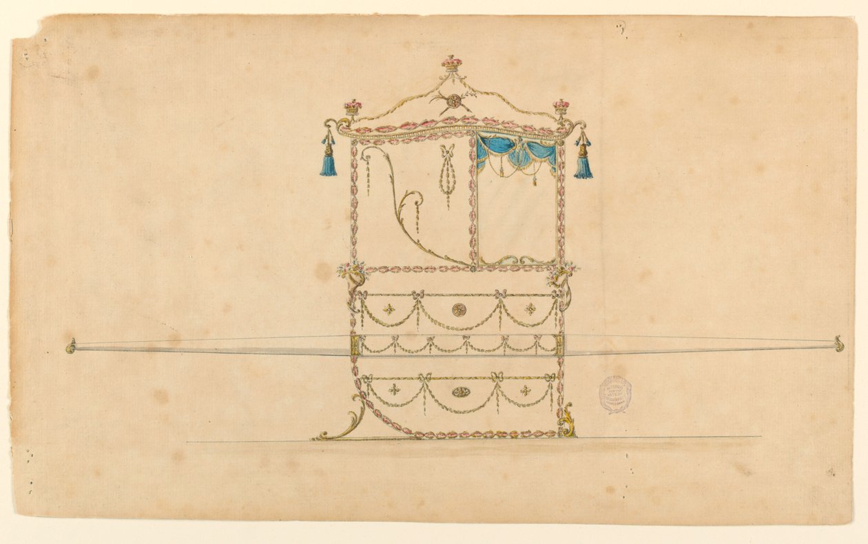 Rysunek, projekt krzesła sedan, 1770–75 autorstwa Unknown