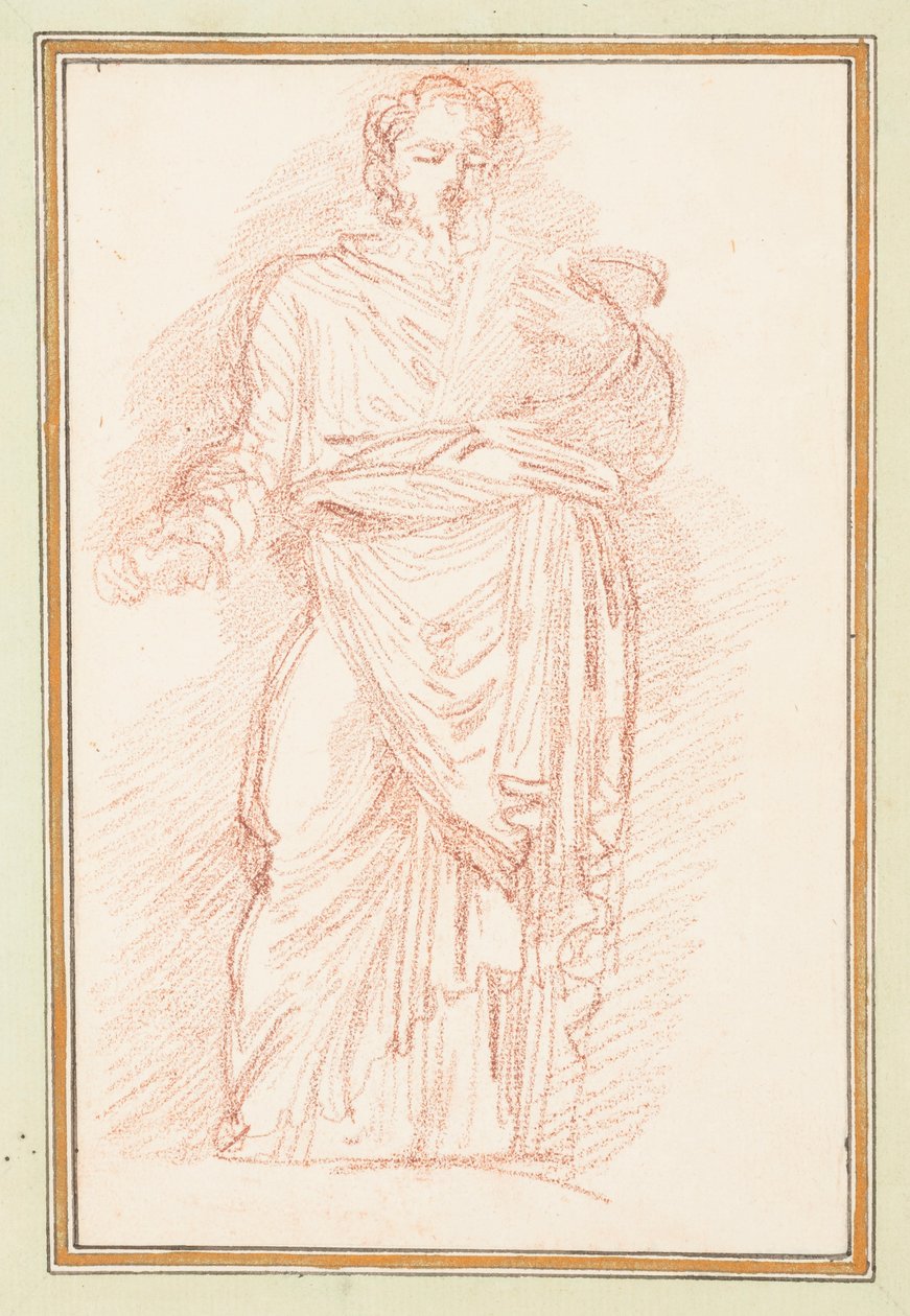 Rysunek, Postać w szacie z wiązaniem w pasie, ca. 1759–70 autorstwa Unknown