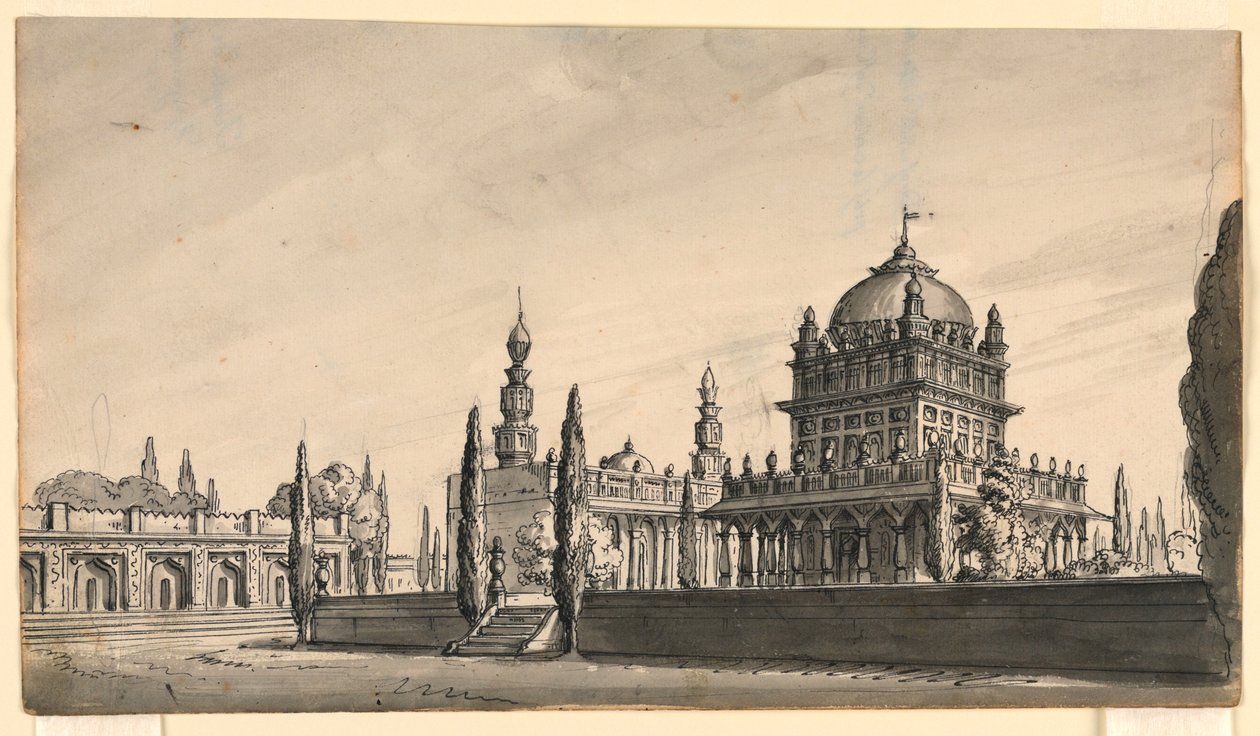 Rysunek, Scenografia, Świątynia Orientalna, początek XIX w. autorstwa Unknown