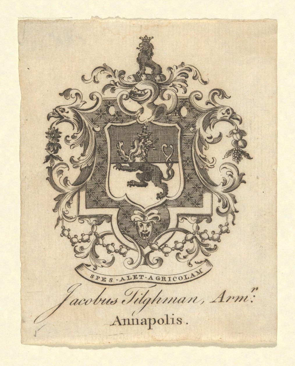 Ekslibris Jakuba Tilghama autorstwa Unknown
