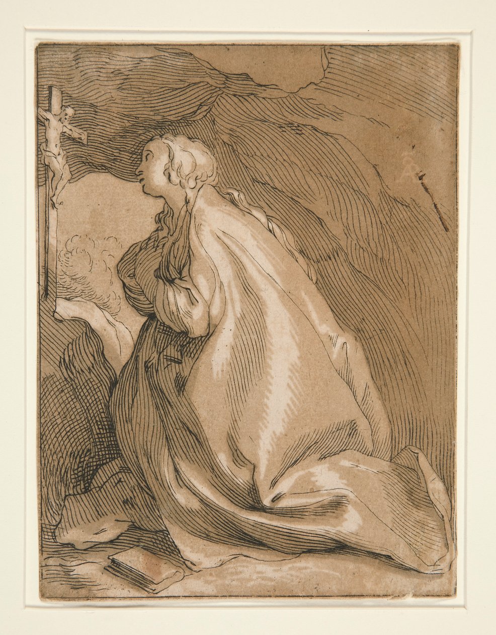 Święta Maria Magdalena w jaskini zwróconą w lewo autorstwa Unknown