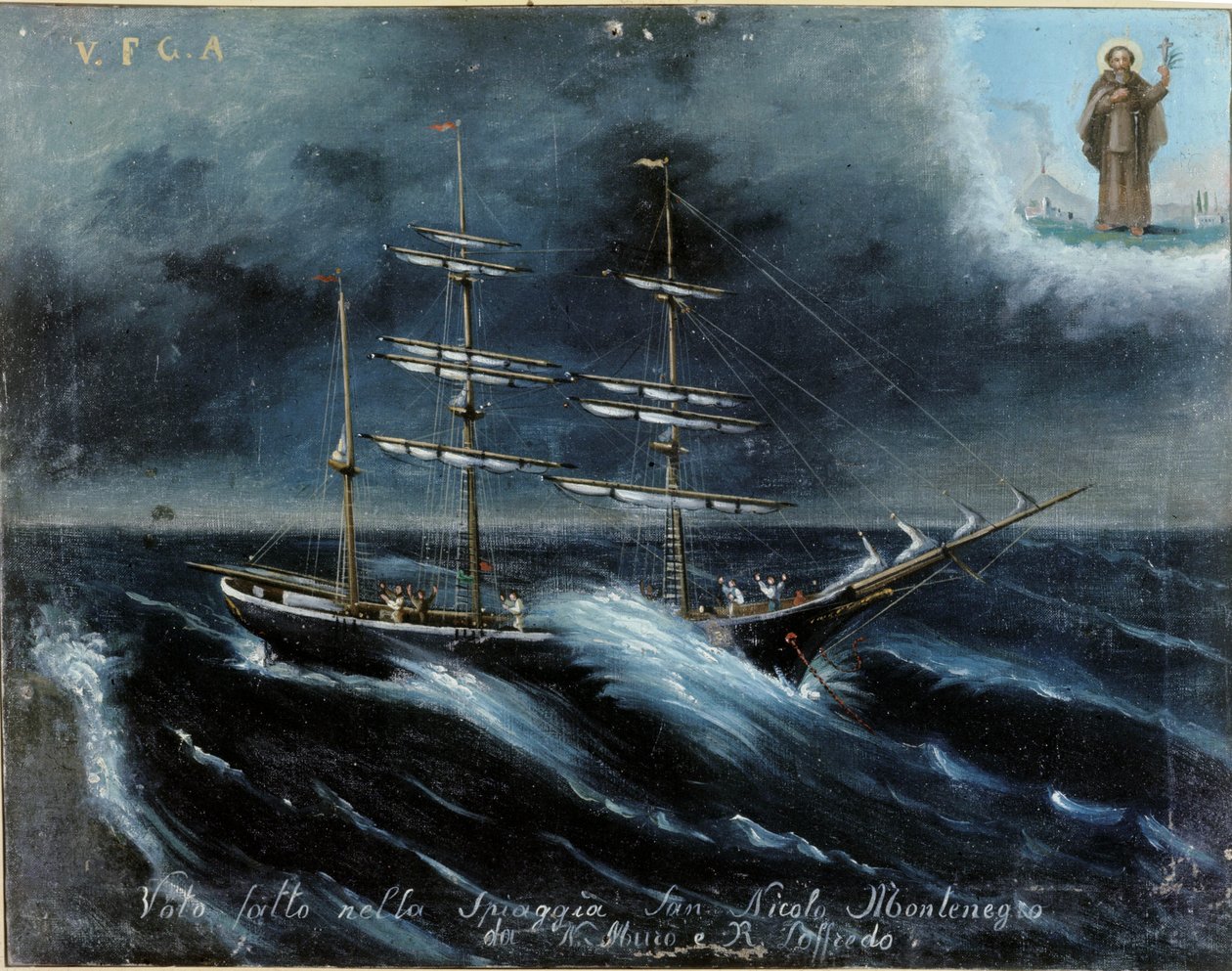 Szkuner bliski porażki. autorstwa Unknown artist