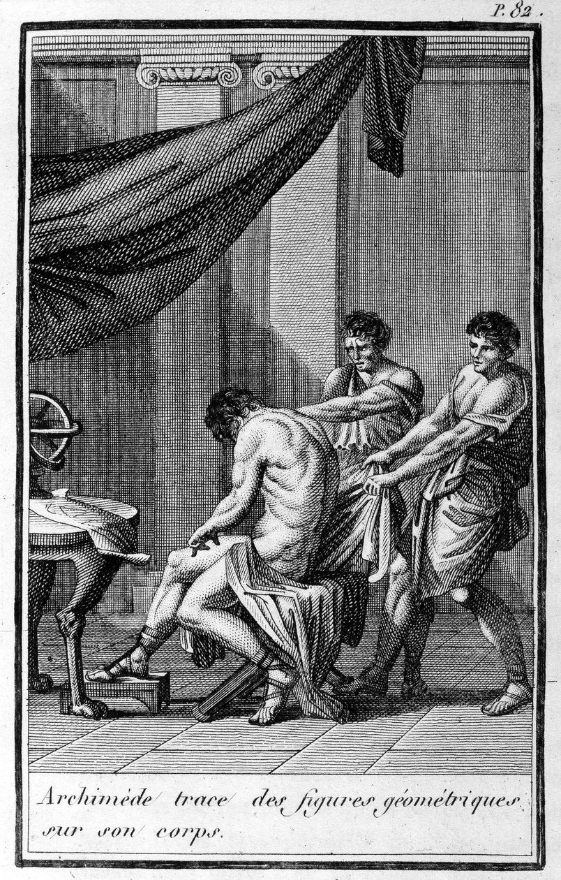Archimedes kreśli na swoim ciele figury geometryczne. autorstwa Unknown artist