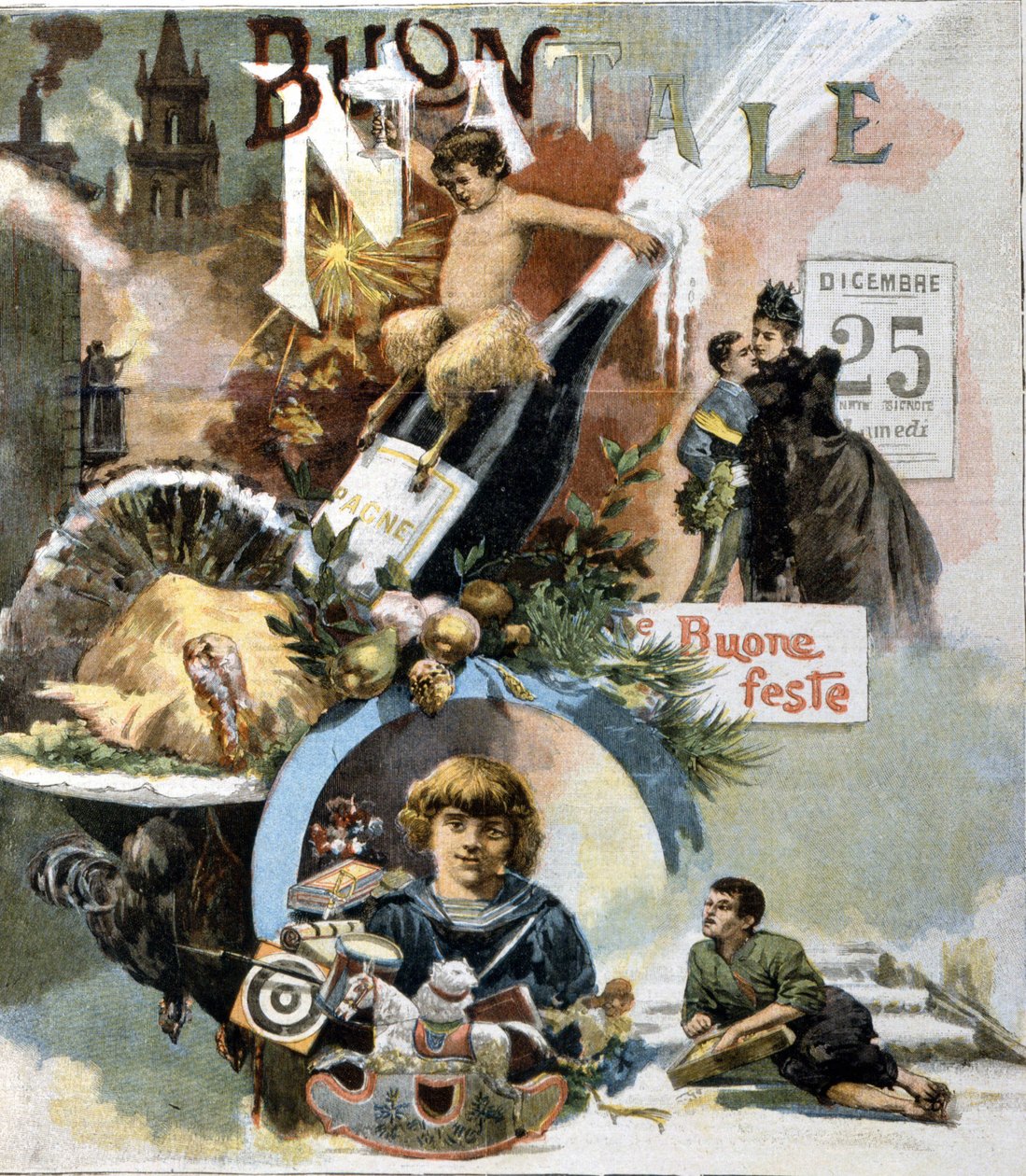 Włoski kartkę z życzeniami na Boże Narodzenie. 1893. autorstwa Unknown artist