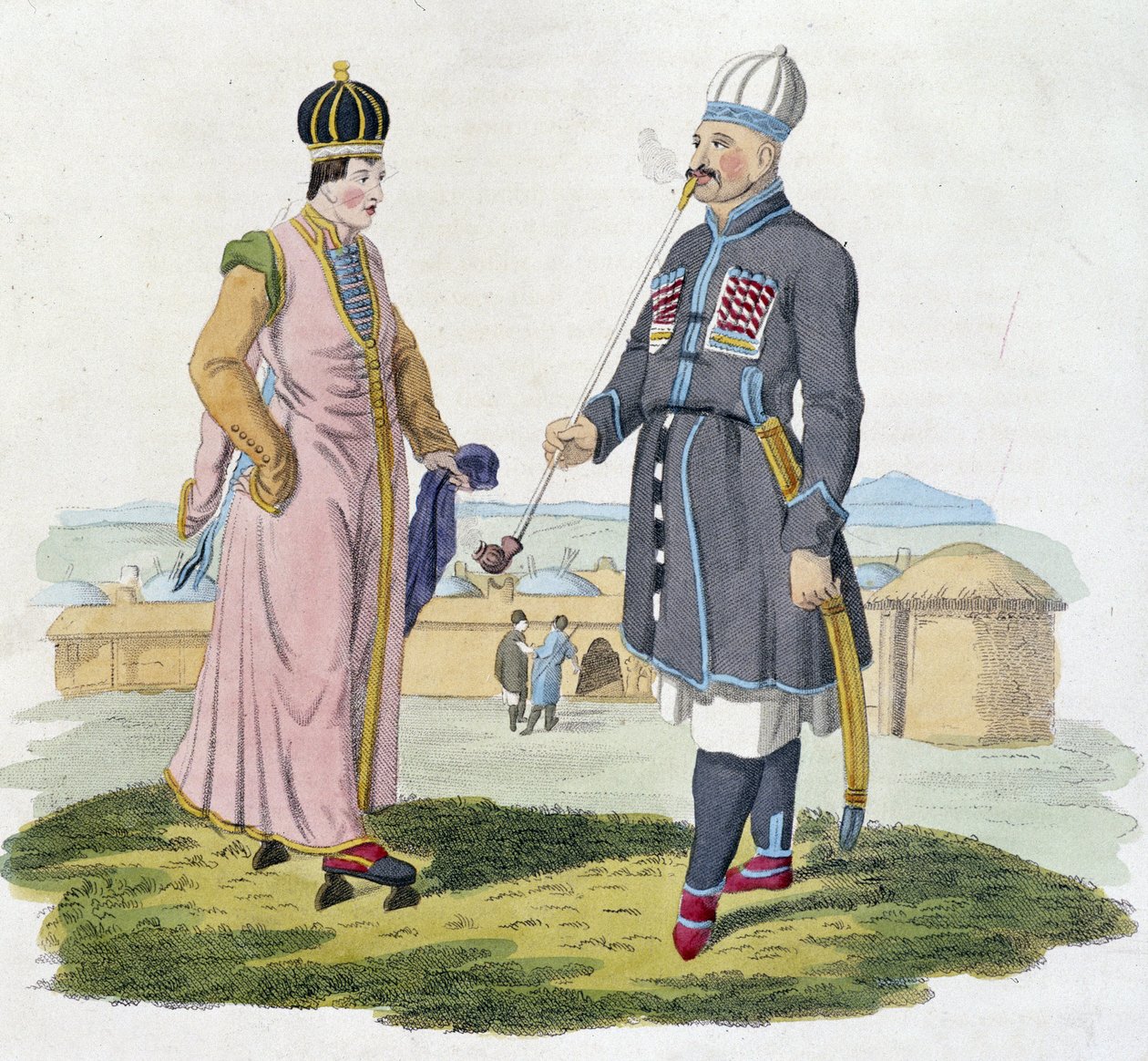 Cherkess mężczyzna i kobieta (Kaukaz) autorstwa Unknown artist