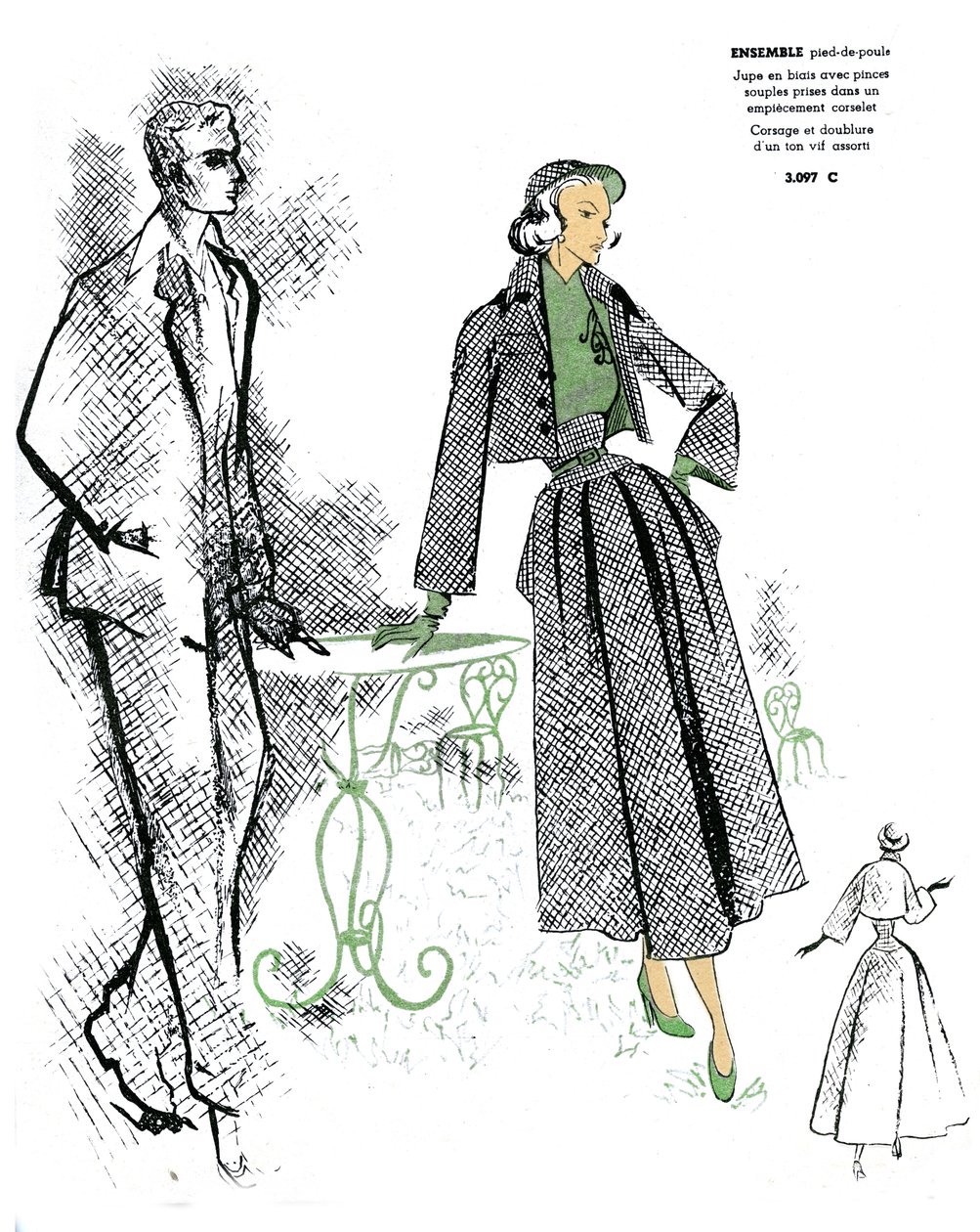 Francuska moda, projekt stroju w pepitkę. autorstwa Unknown artist