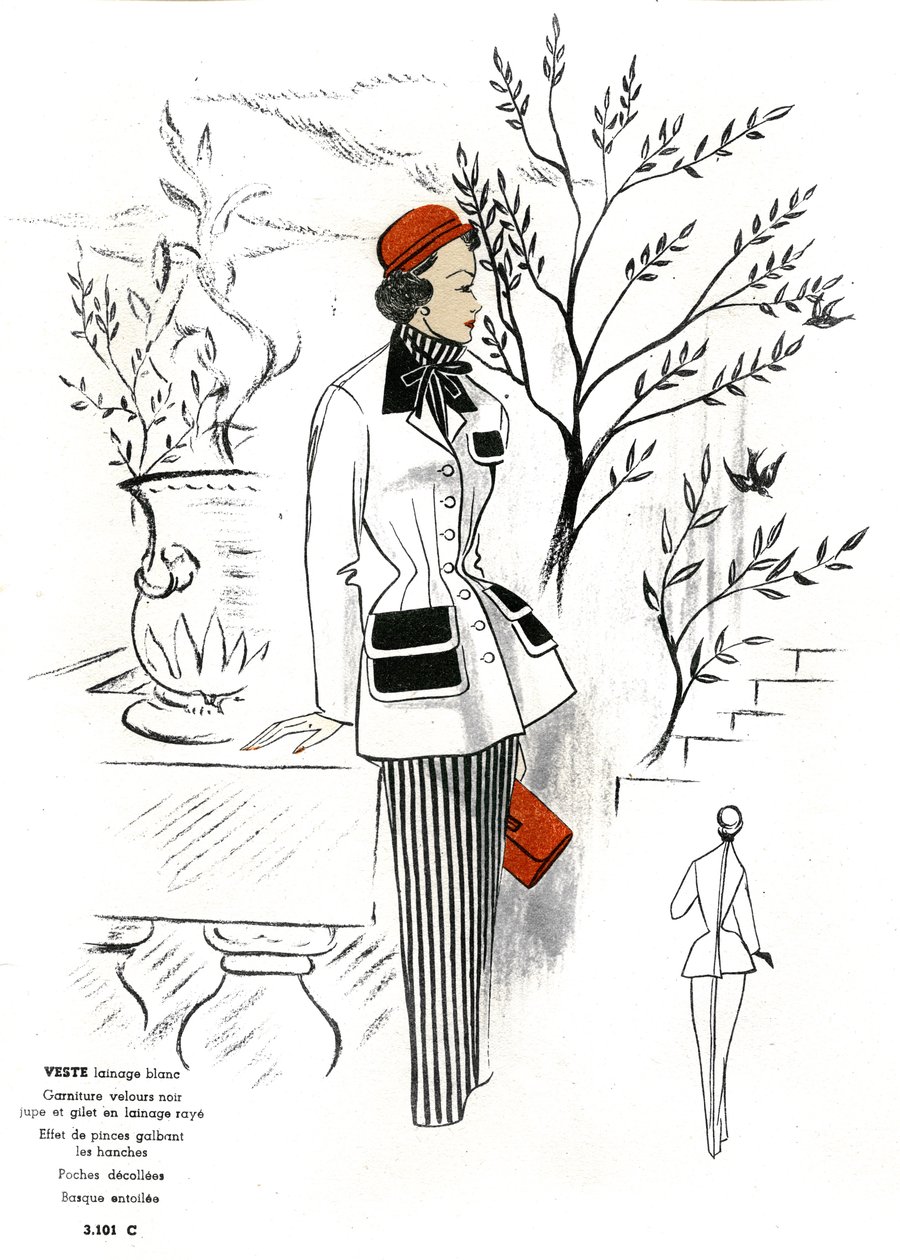 Francuska moda, projektowanie strojów z wełny. autorstwa Unknown artist