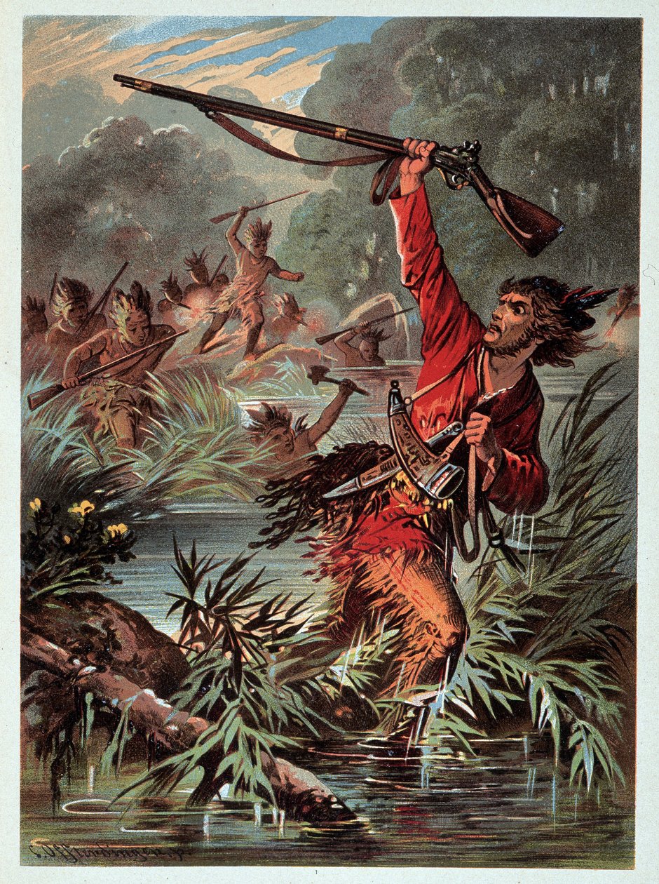 Ilustracja „Pończoch skórzanych” autorstwa F. Cooper autorstwa Unknown artist