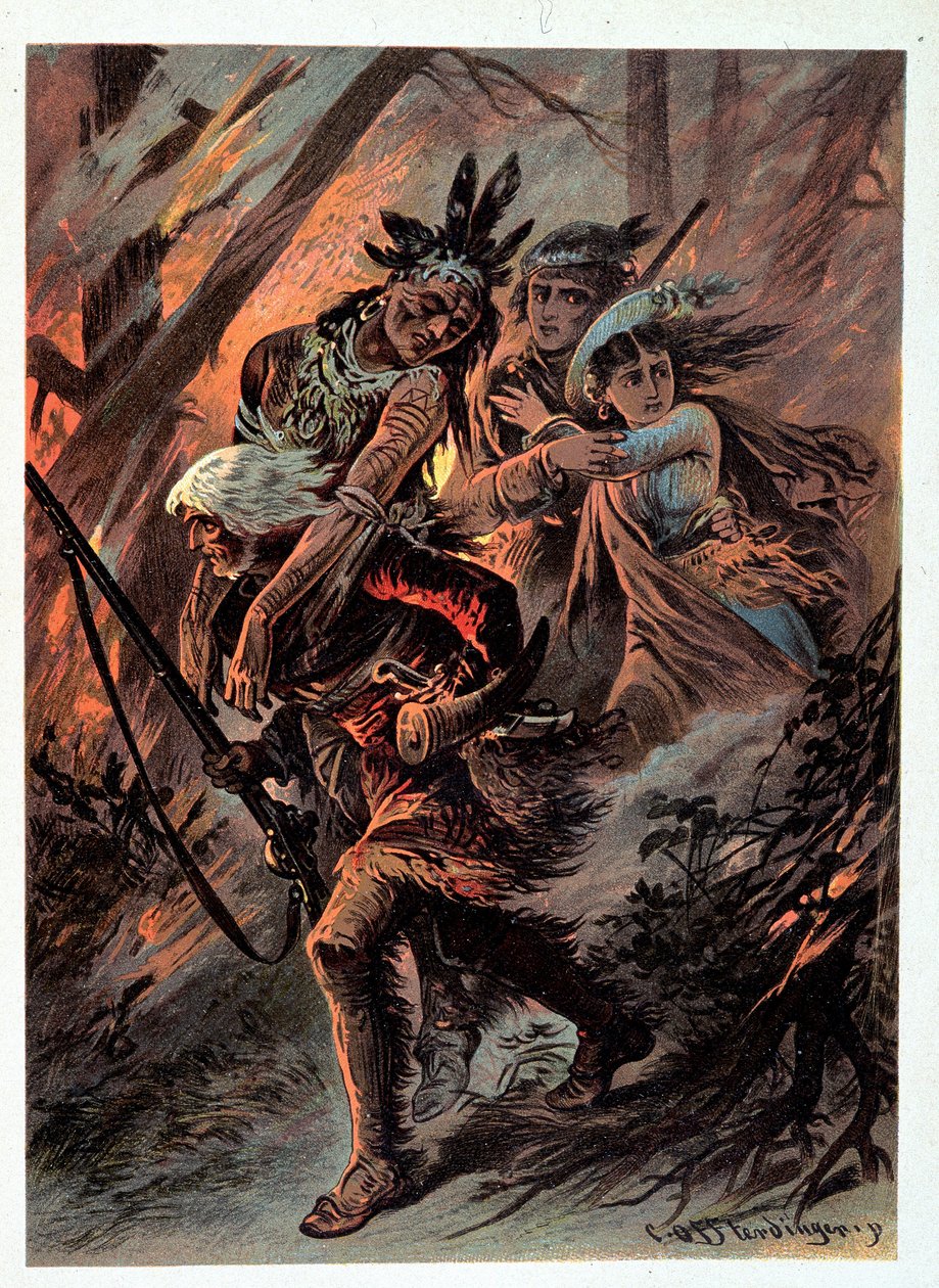 Ilustracja „Pończoch skórzanych” autorstwa F. Cooper autorstwa Unknown artist