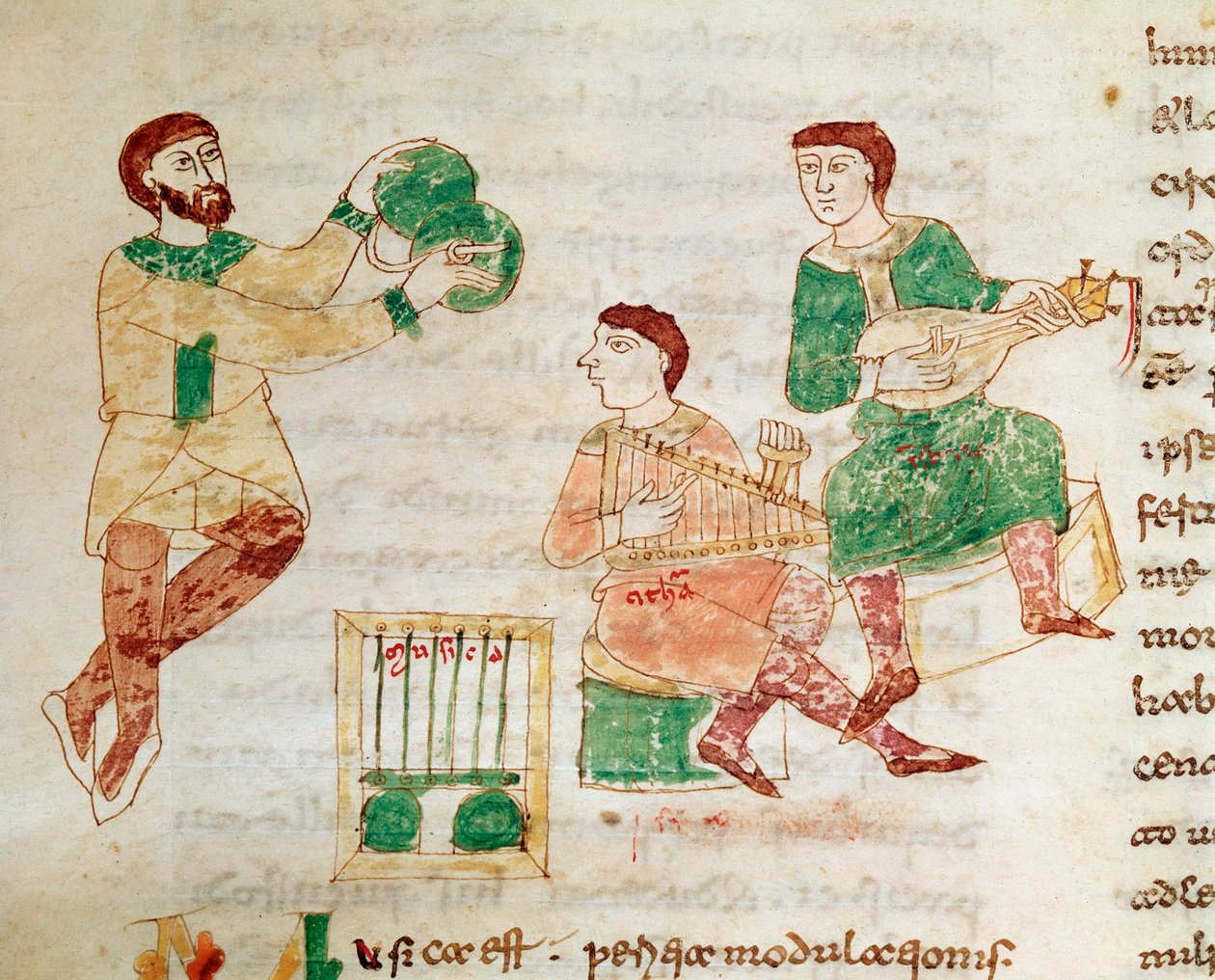 Kuglarz i muzycy dworscy (miniatura, IX w.) autorstwa Unknown artist