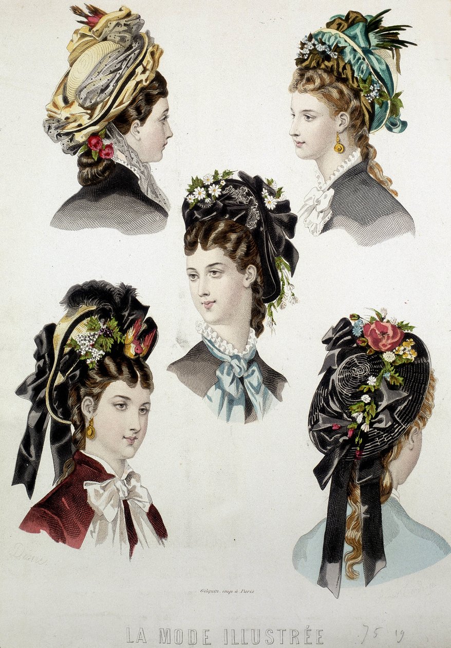 Fryzury damskie - grawerowanie, koniec XIX wieku autorstwa Unknown artist