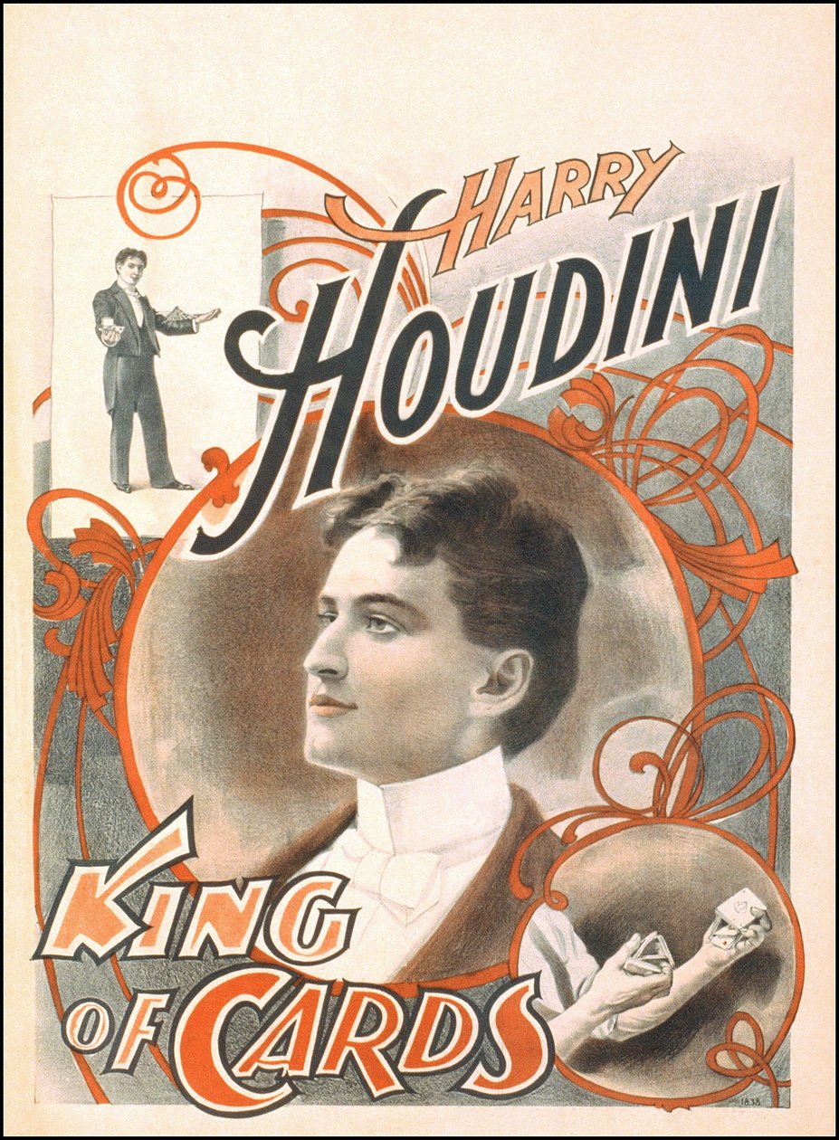 Plakat iluzjonisty „Harry Houdini, King of Cards”” autorstwa Unknown artist