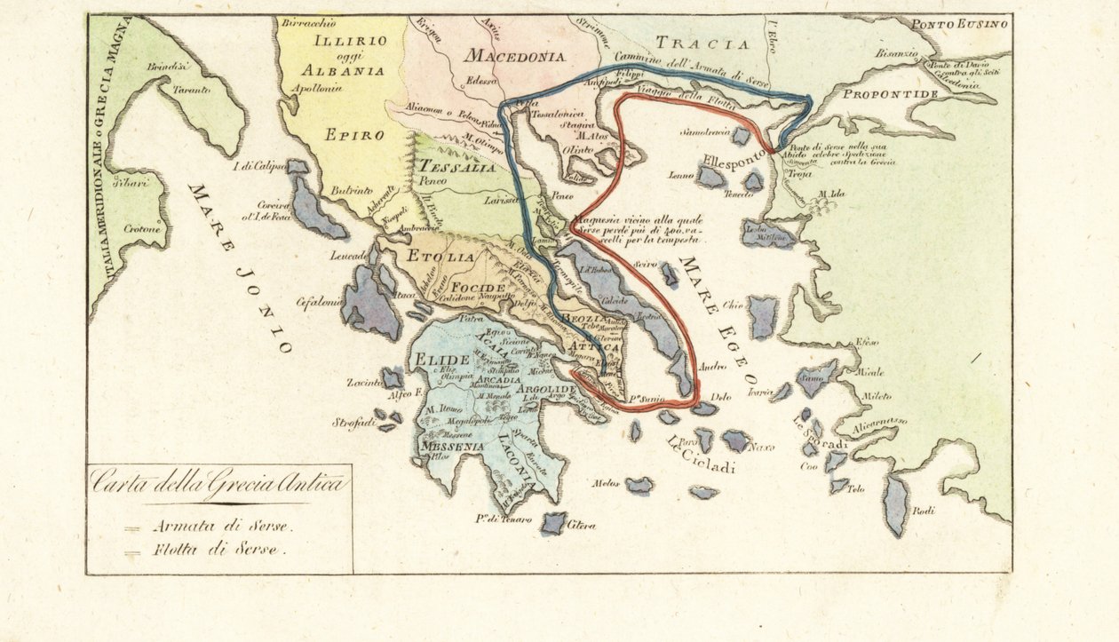 Mapa starożytnej Grecji autorstwa Unknown artist