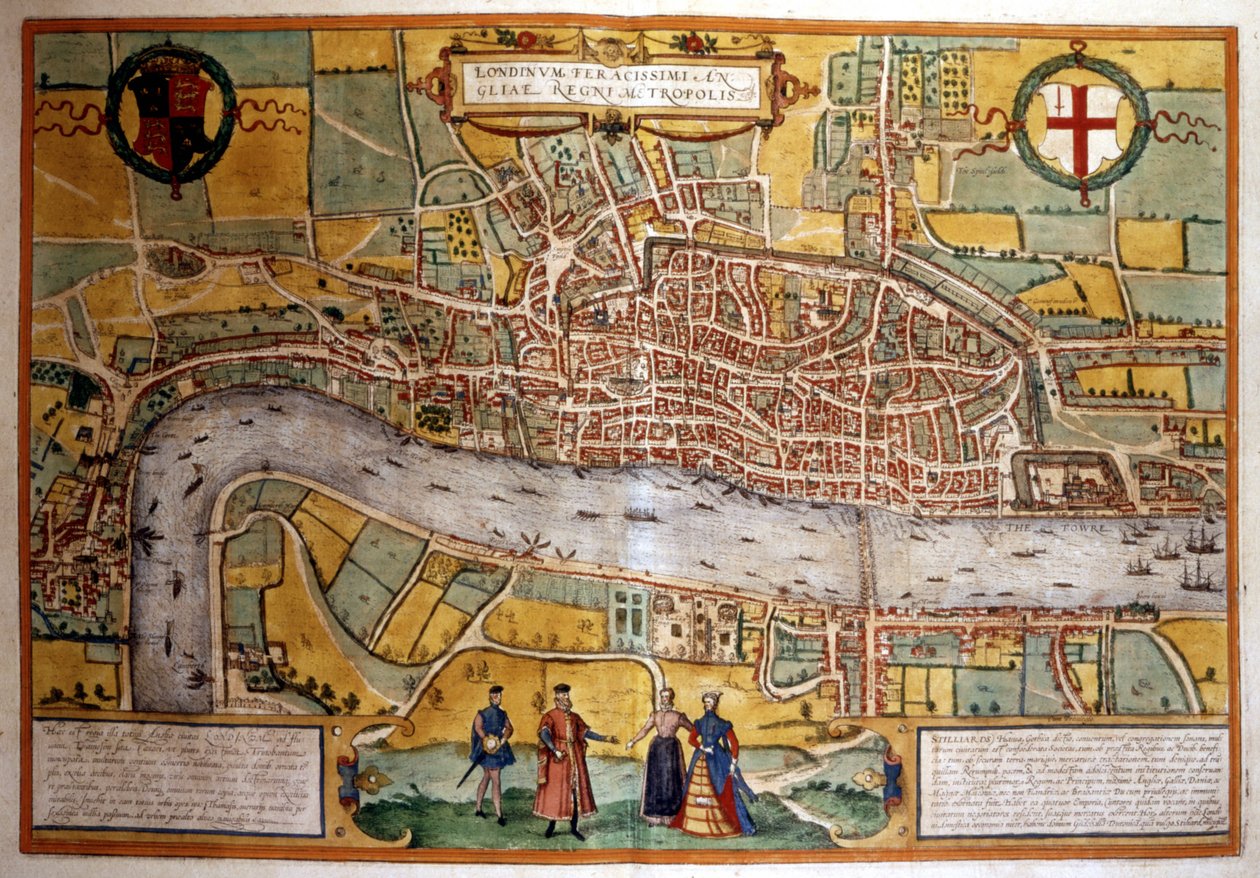 Mapa Londynu w XVI wieku. autorstwa Unknown artist