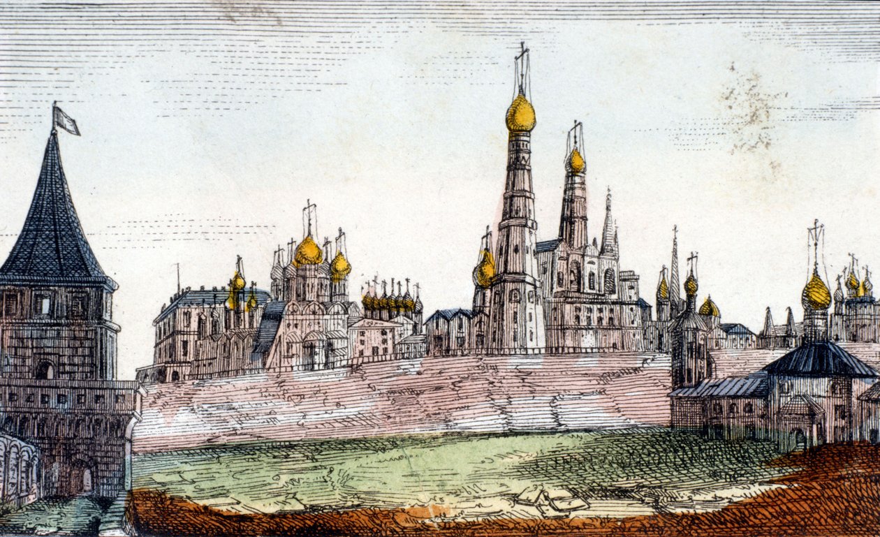 Moskwa, Kreml. Grawerowanie z XIX wieku. autorstwa Unknown artist